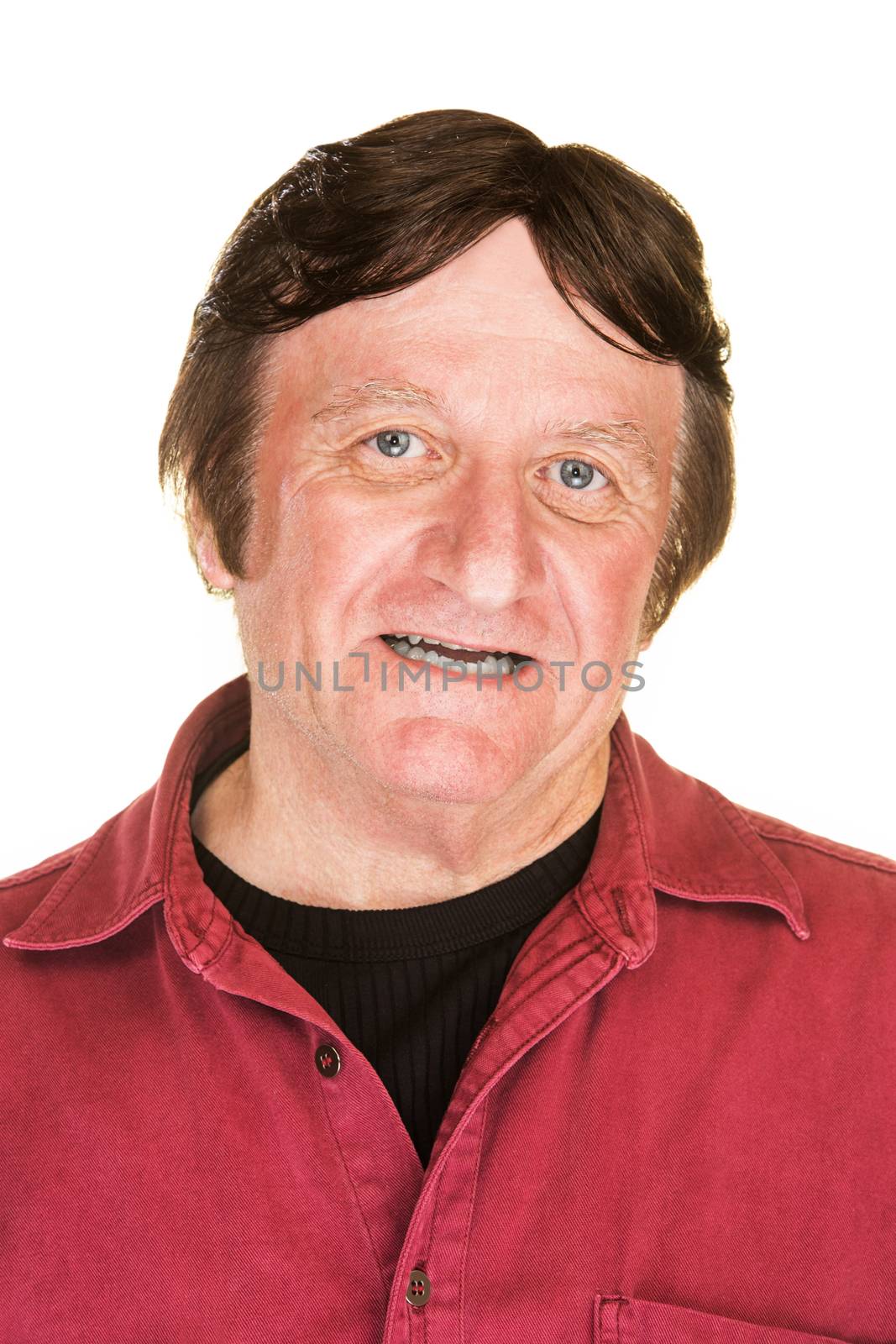 Cheerful middle aged male over white background