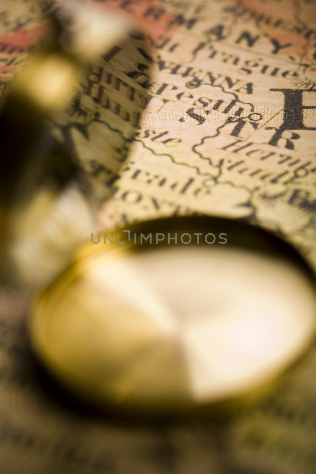 Magnifying glass, Compass and globe, ambient light travel theme