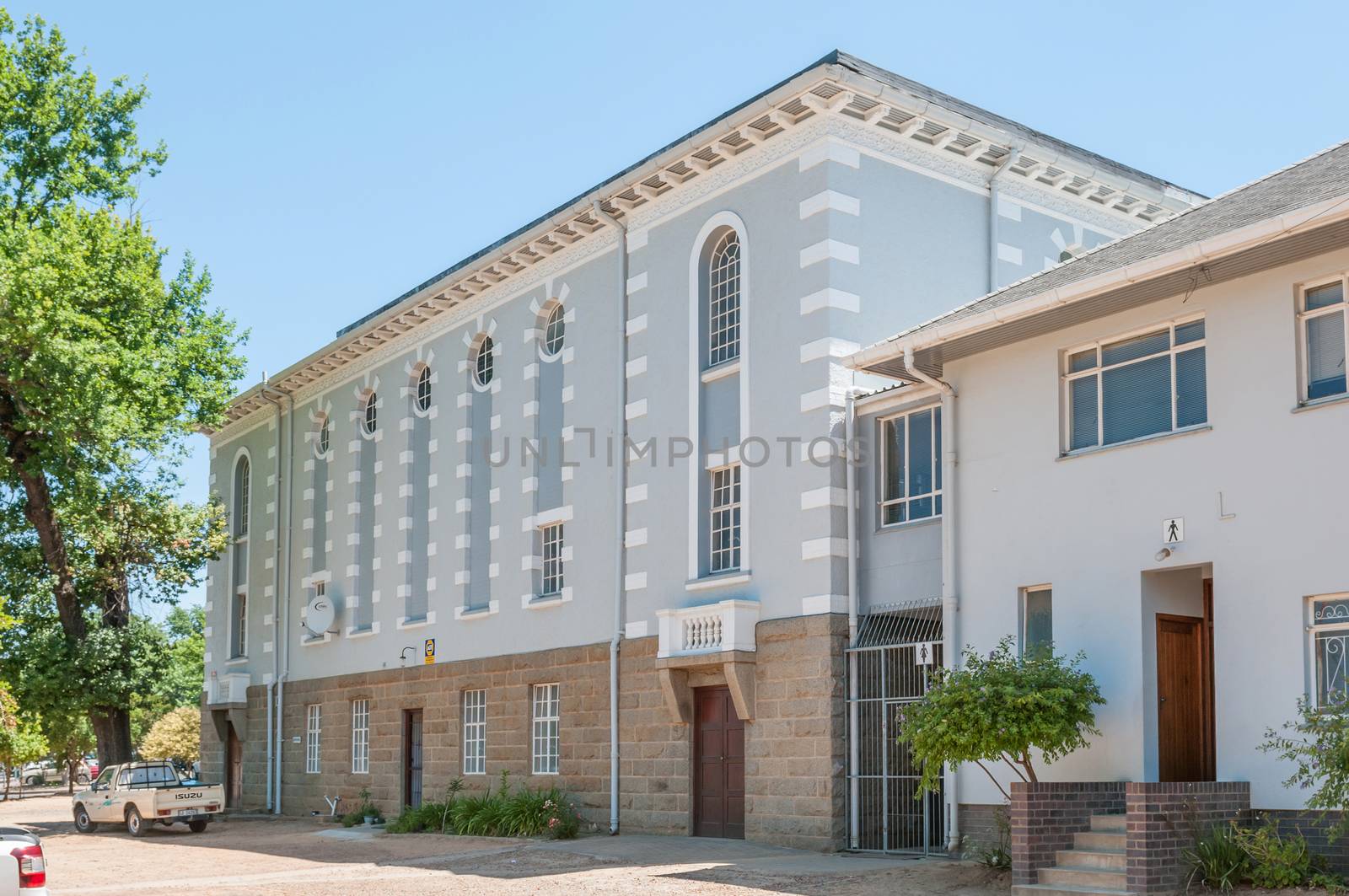 PAARL, SOUTH AFRICA - DECEMBER 11, 2014:  Rear view of the Hall of the Dutch Reformed Church, Noorder-Paarl