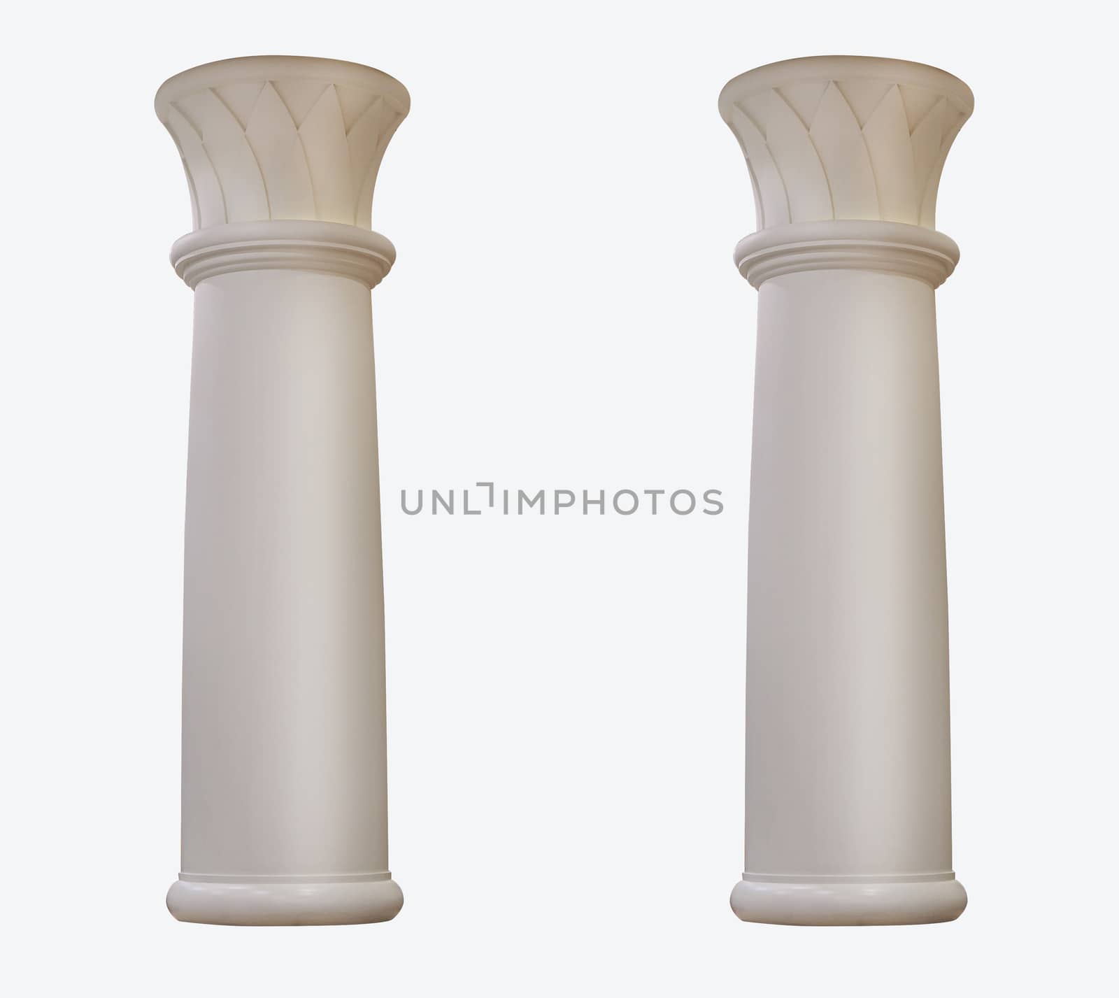 beautiful marble two column on a white background. Isolated 