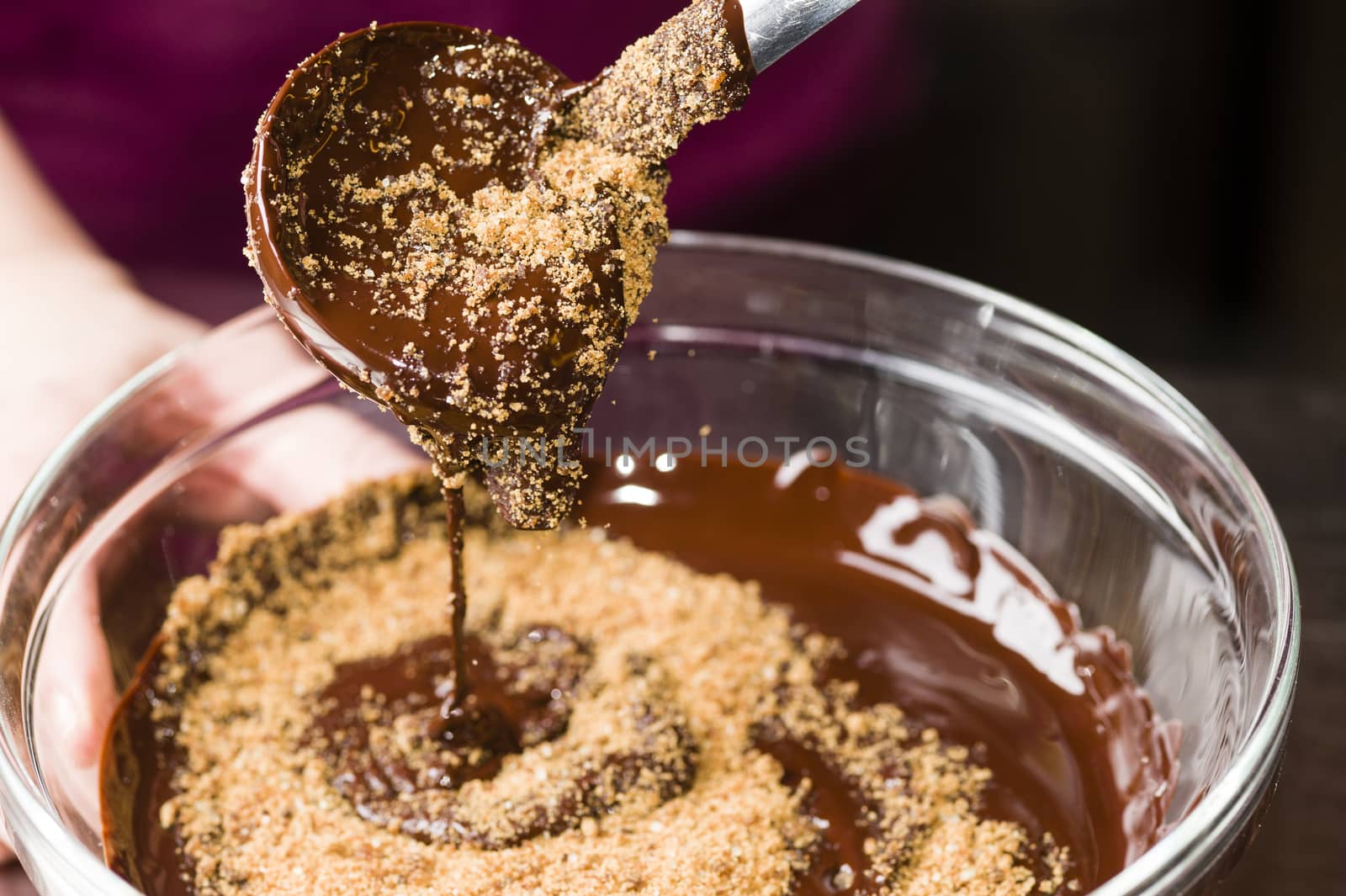 Ingredients for preparation of artisanal chocolate bar with dried fruits