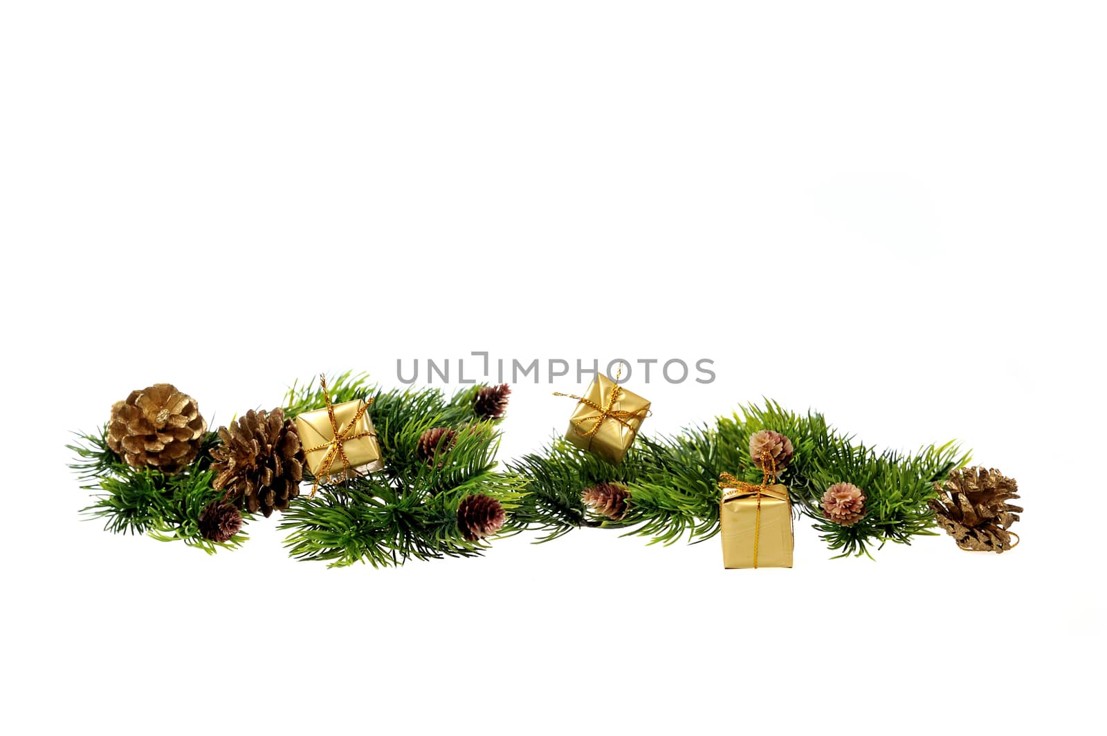 Christmas decoration tree with gifts on a white background
