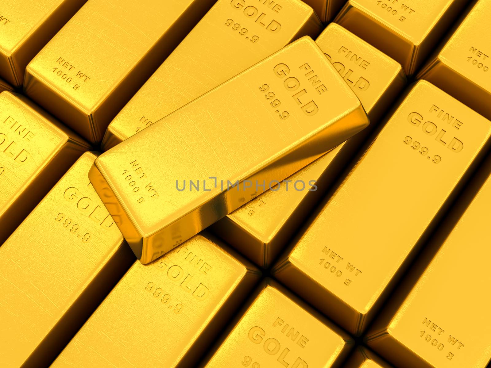 gold ingots on a white background