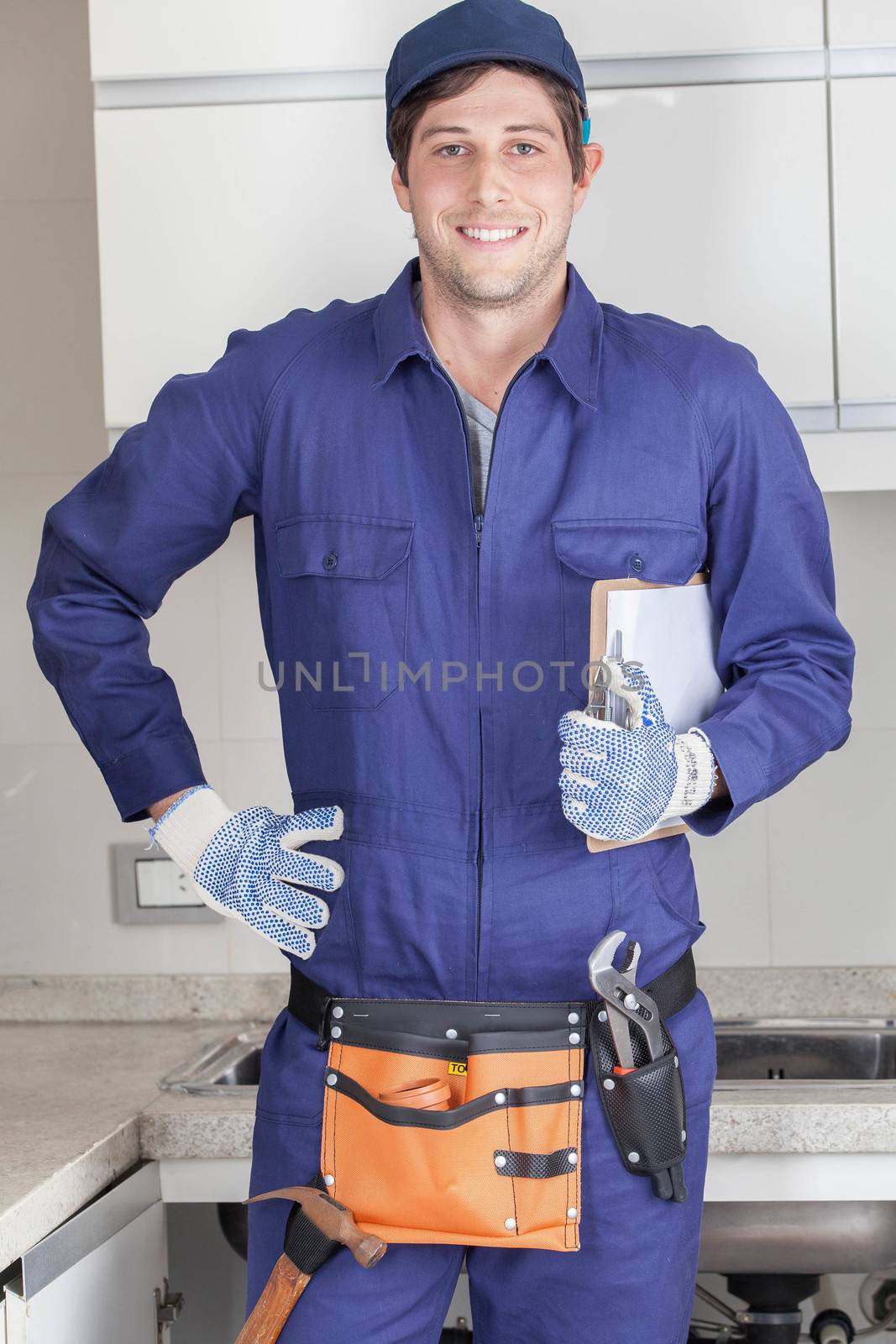 Happy plumber