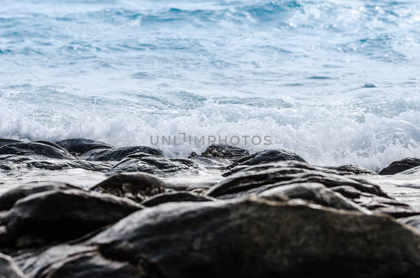 Beach rock and blue sea in Thailand