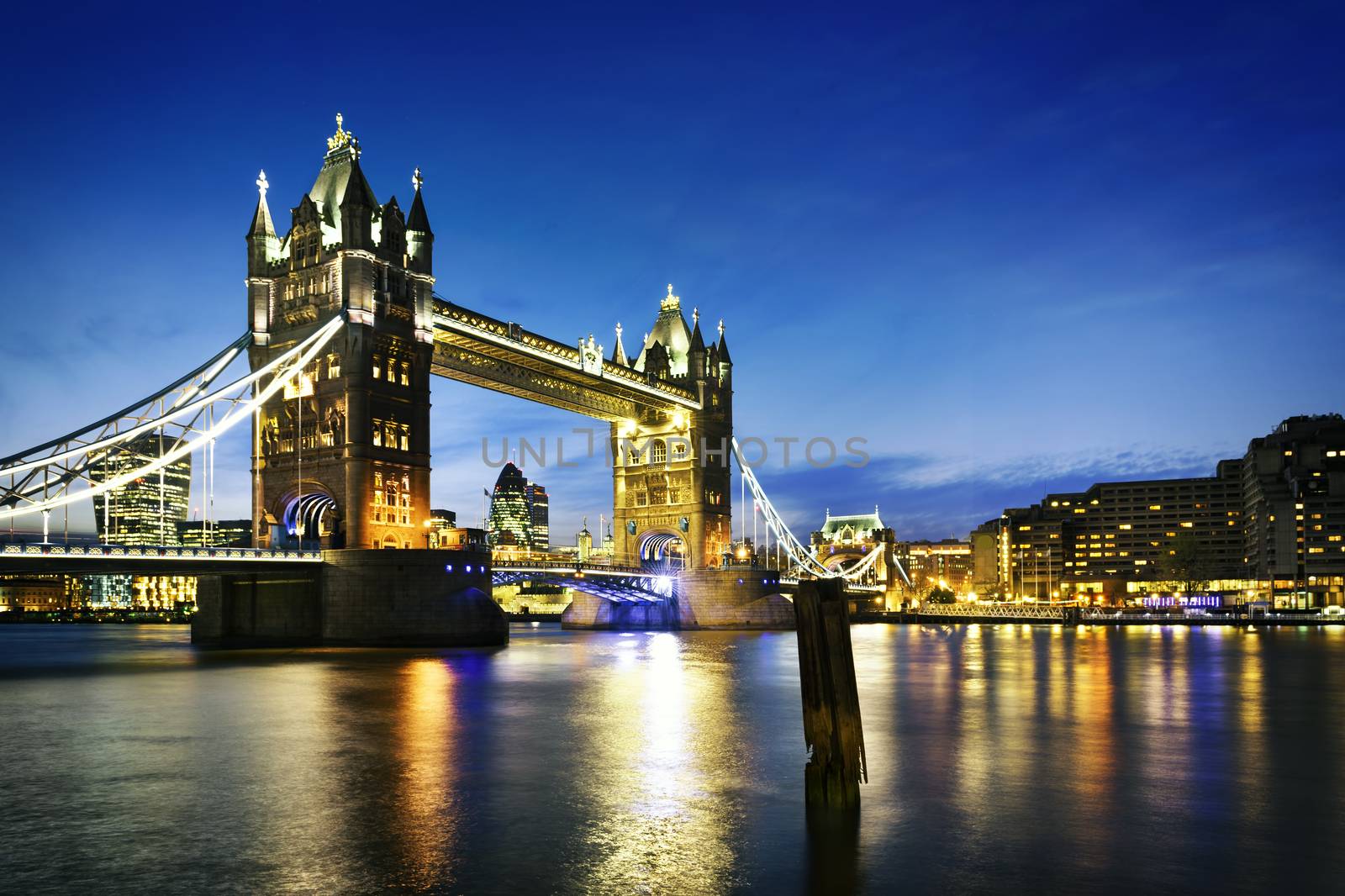Famous Tower Bridge by night London, England