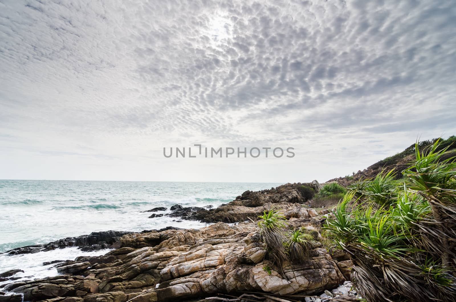 Beach rock and blue sea in Thailand