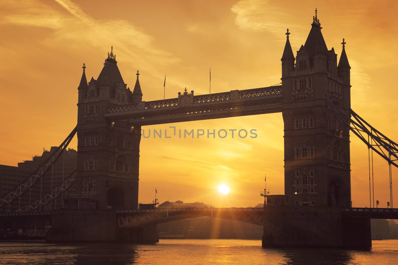 Famous Tower Bridge at sunrise, London.