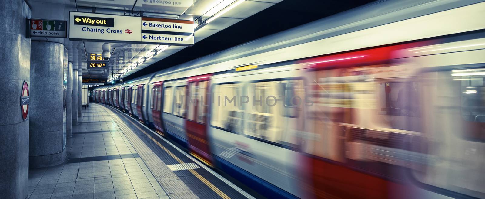 Inside view of London underground, special photographic processing.