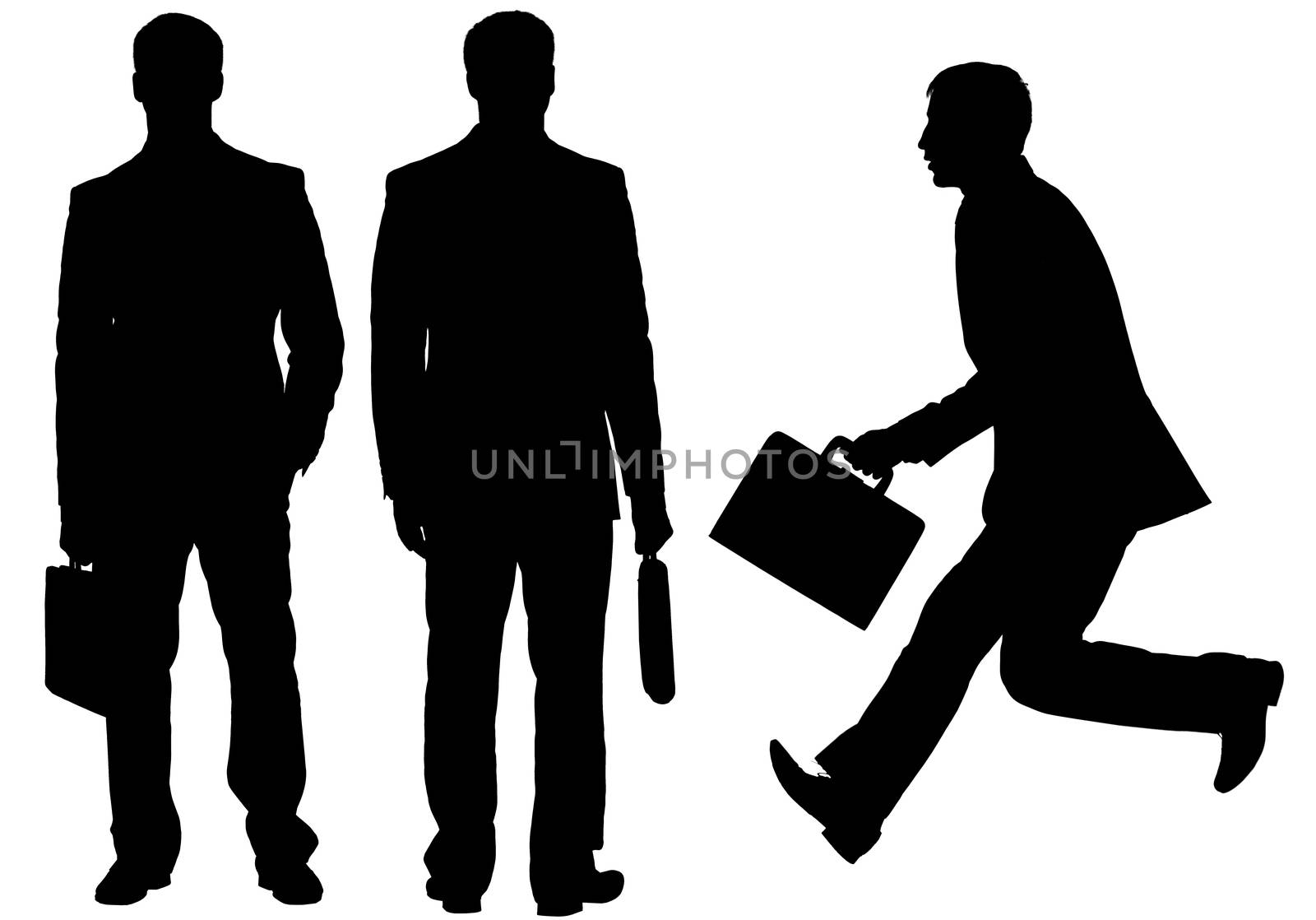 Silhouette of businessmen on white background. by cherezoff