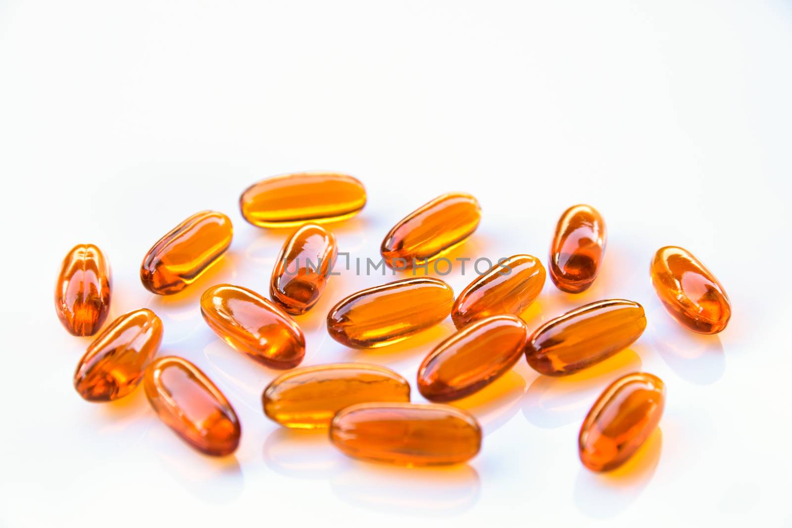 Lecithin gel vitamin supplement capsules isolated on white background