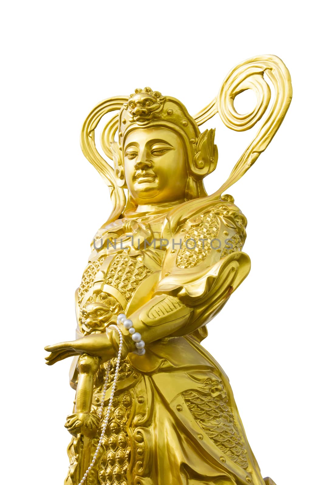 Chinese legend of the gods statue on white background.