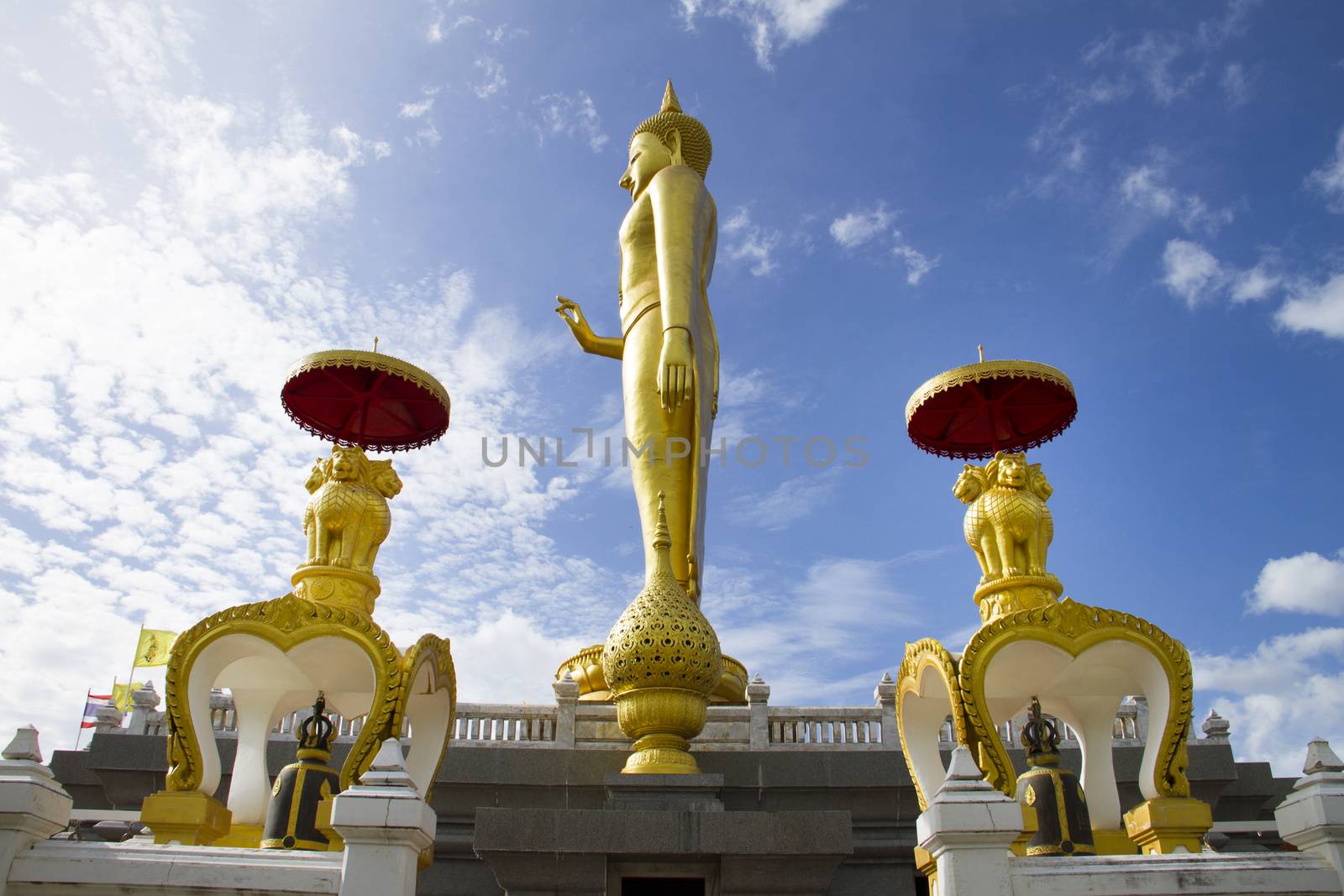 Phra buddha mongkhon maharaj; The largest standing buddha Statue in southem region.  Hatyai Songkhla Thailand.