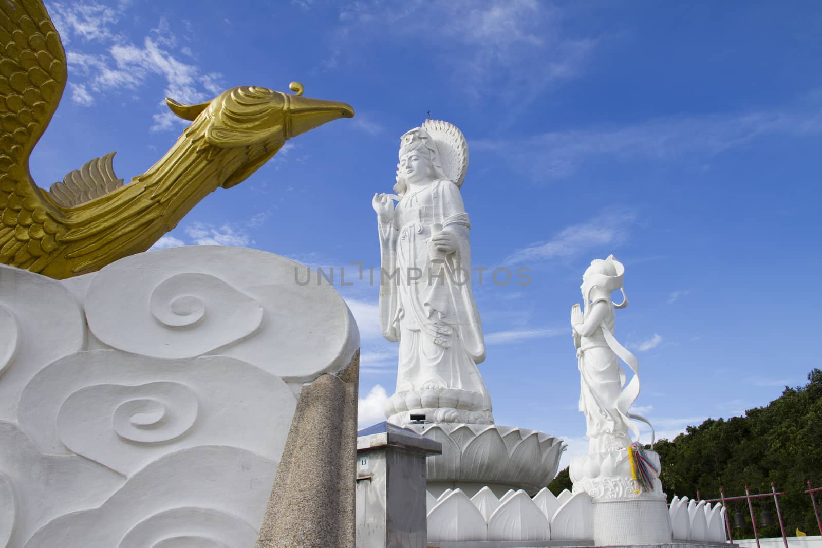 The white jade bodhisattva guan yin pavillion; The most beautiful statue of chaste, the best in southem Thailand.