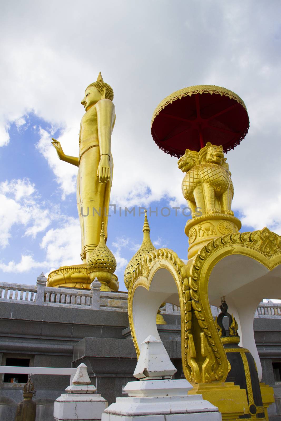 Phra buddha mongkhon maharaj; The largest standing buddha Statue in southem region. Hatyai Songkhla Thailand.
