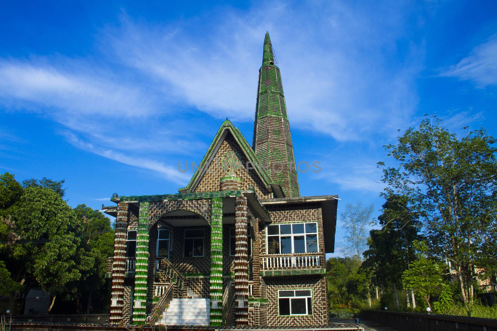 The wat khuat temple, an Astounding Temple made of bottles.Chana Songkhla Thailand.