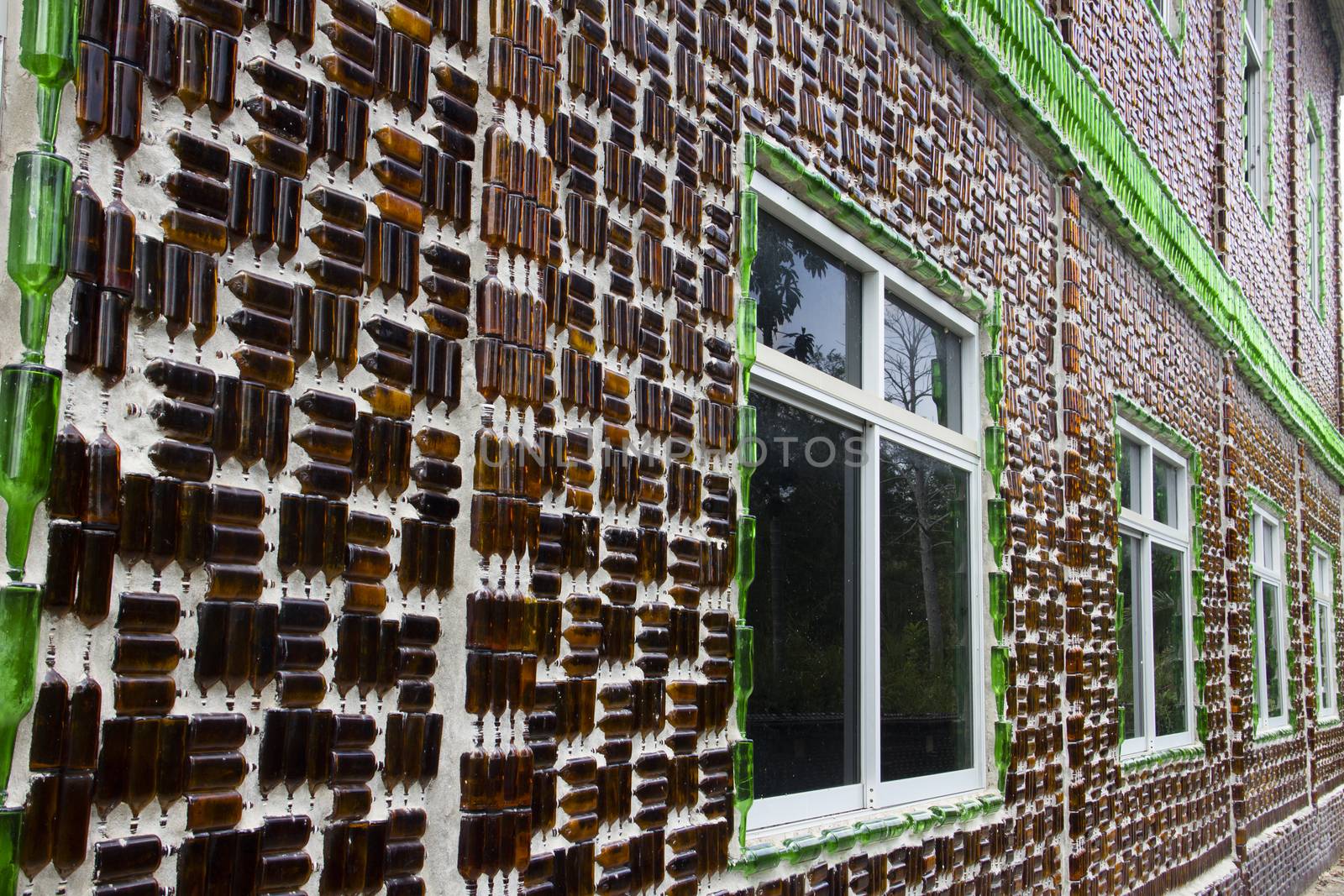 The wat khuat temple, an Astounding Temple made of bottles.Chana Songkhla Thailand.