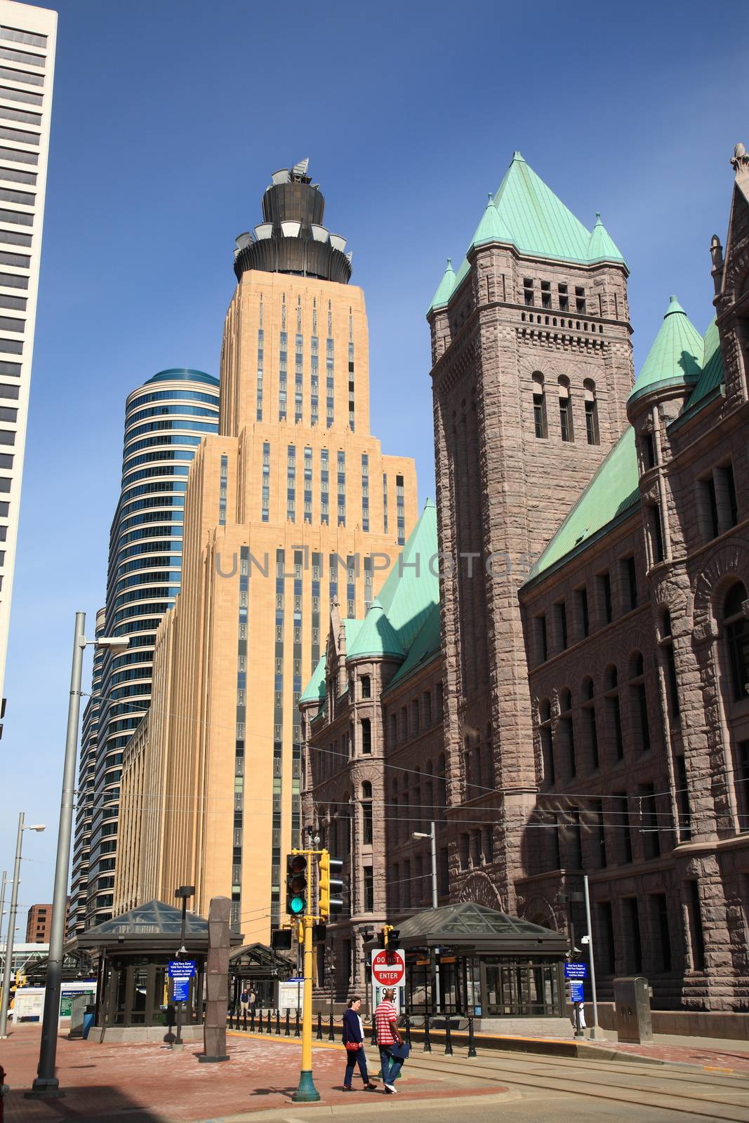 Minneapolis City Hall Building with CenturyLink Building, left.