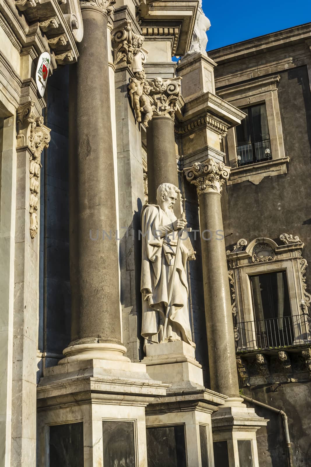 St. Peter cathedral church statues of saints. Catania, Sicily, Italy by ankarb