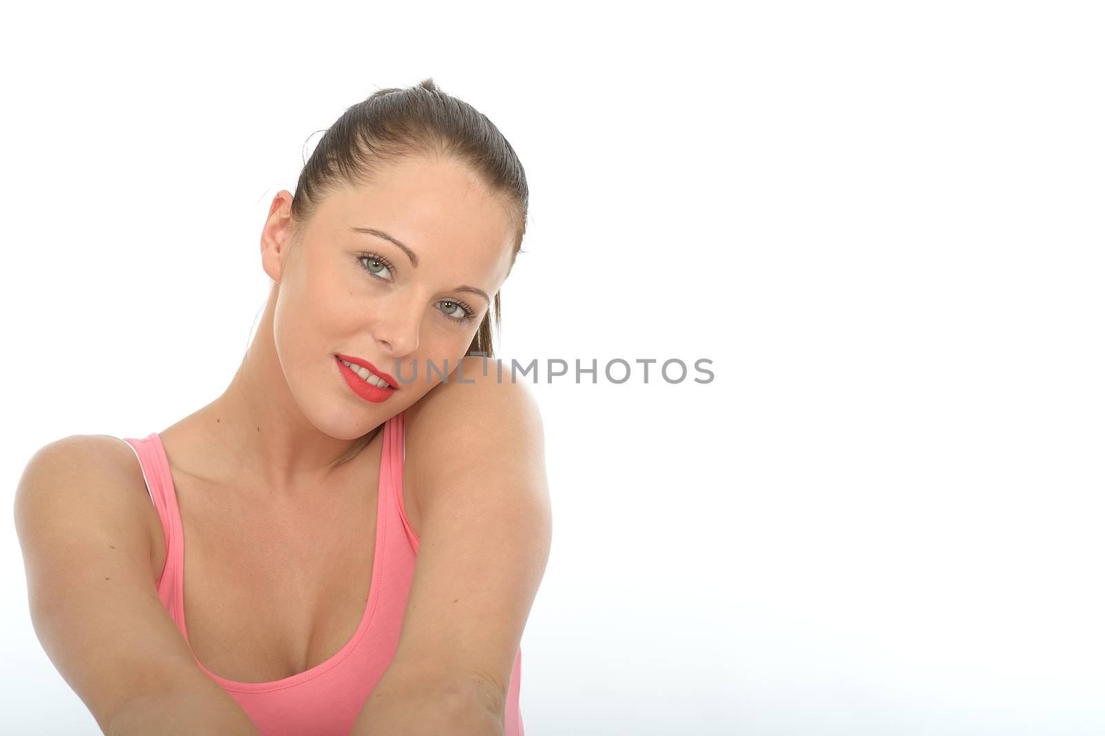 Portrait of a Happy Relaxed Young Woman Thoughtful and Content L by Whiteboxmedia