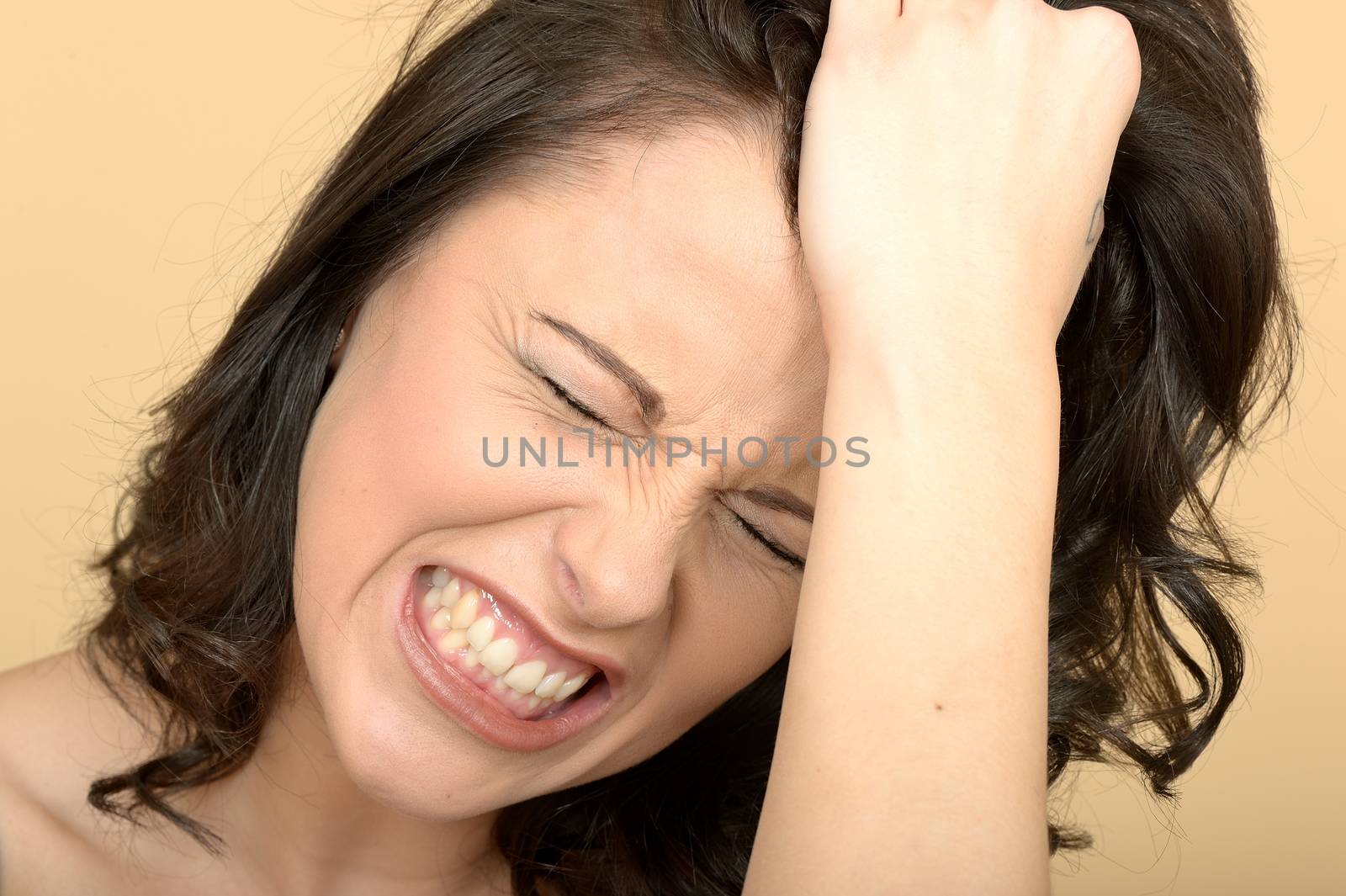 Angry Tense Attractive Young Woman Looking Stressed in a Tantrum