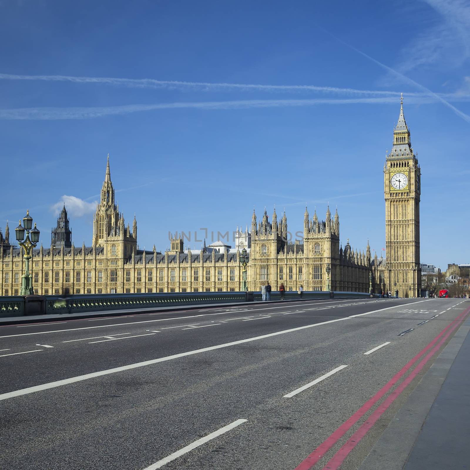 View of Big Ben from the bridge, London.