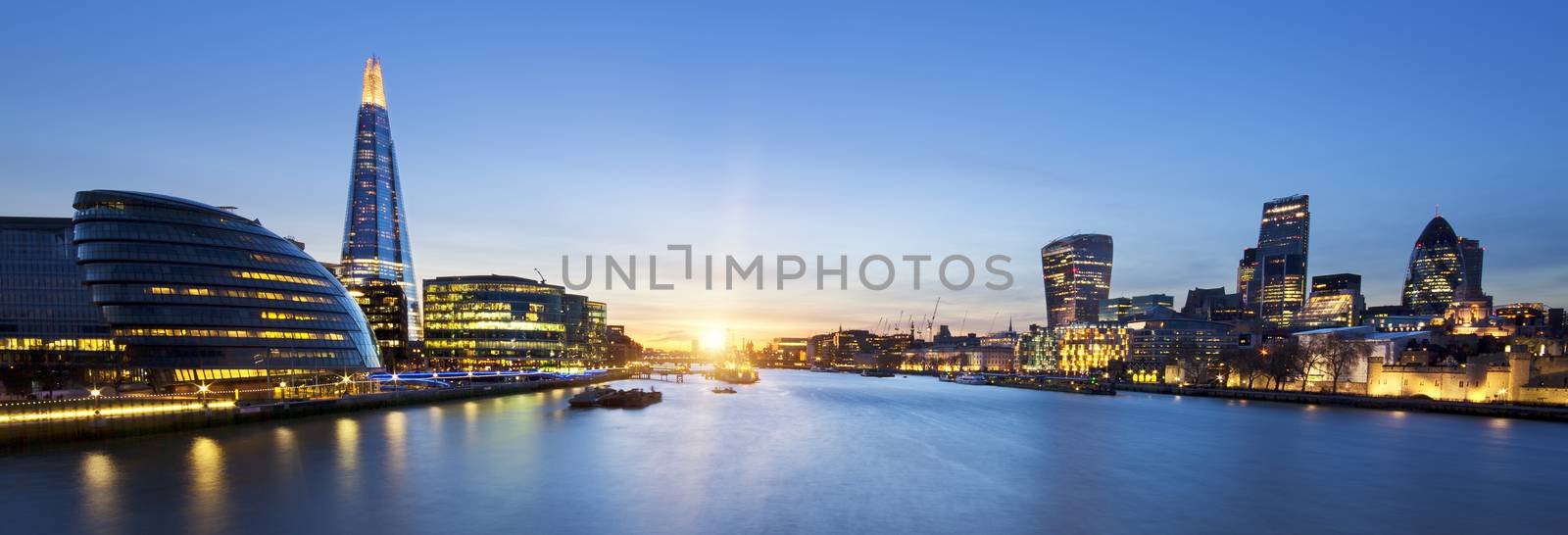 A view from the london skyline from the Tower Bridge.