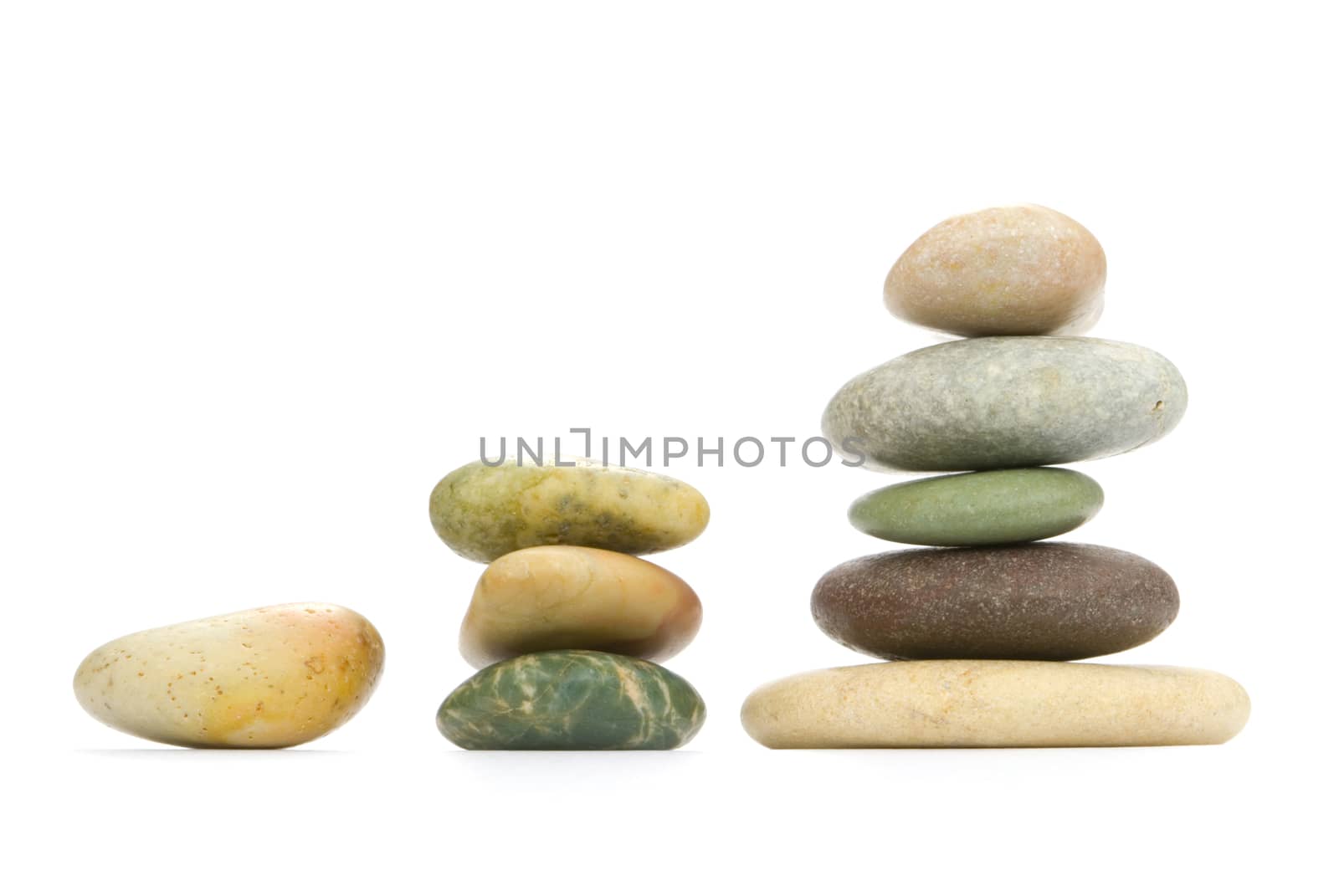 Color sea stones (the different form) on a white background.