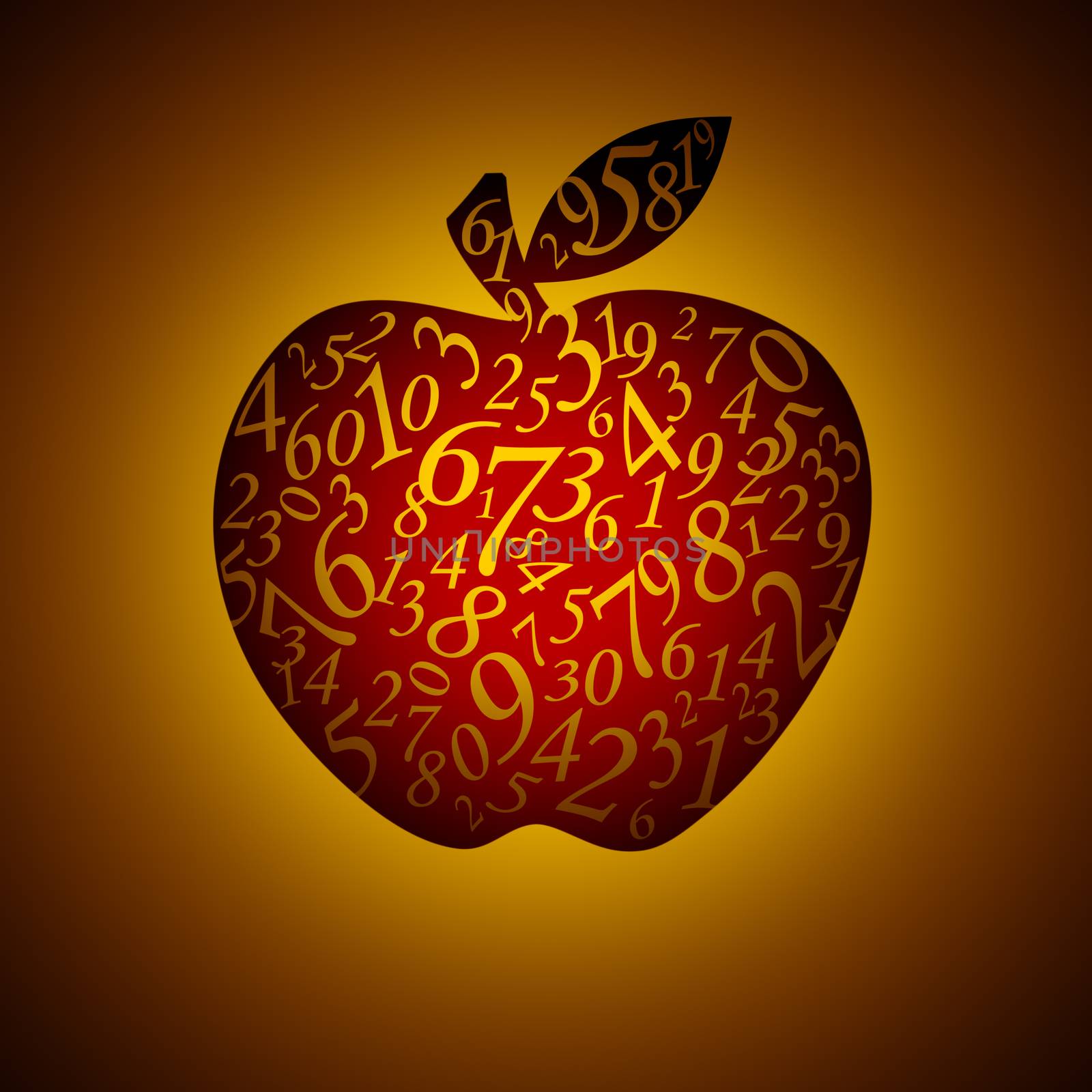 Many figures in the form of an apple. Artistic dark background.