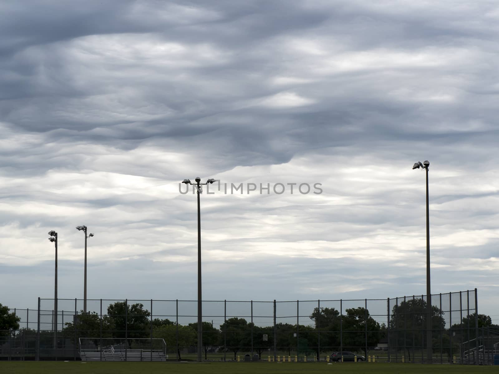 Storm moving in a baseball field