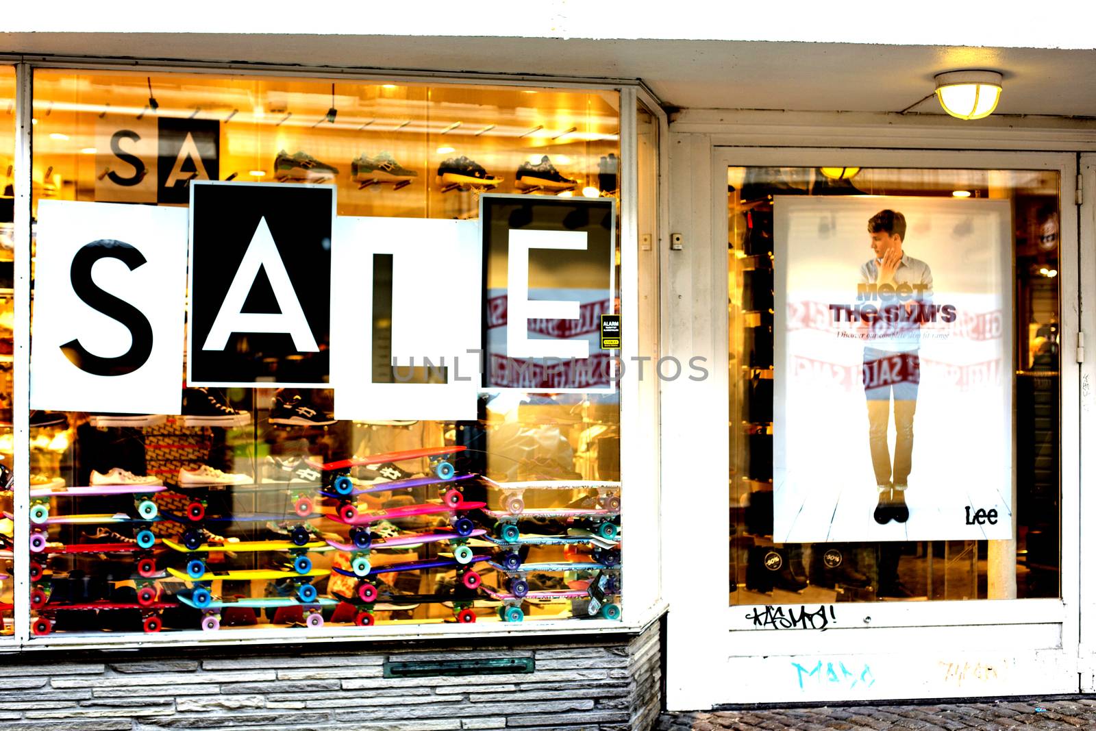 Shop Front Window Sale Sign Old Town Stavanger. by Whiteboxmedia