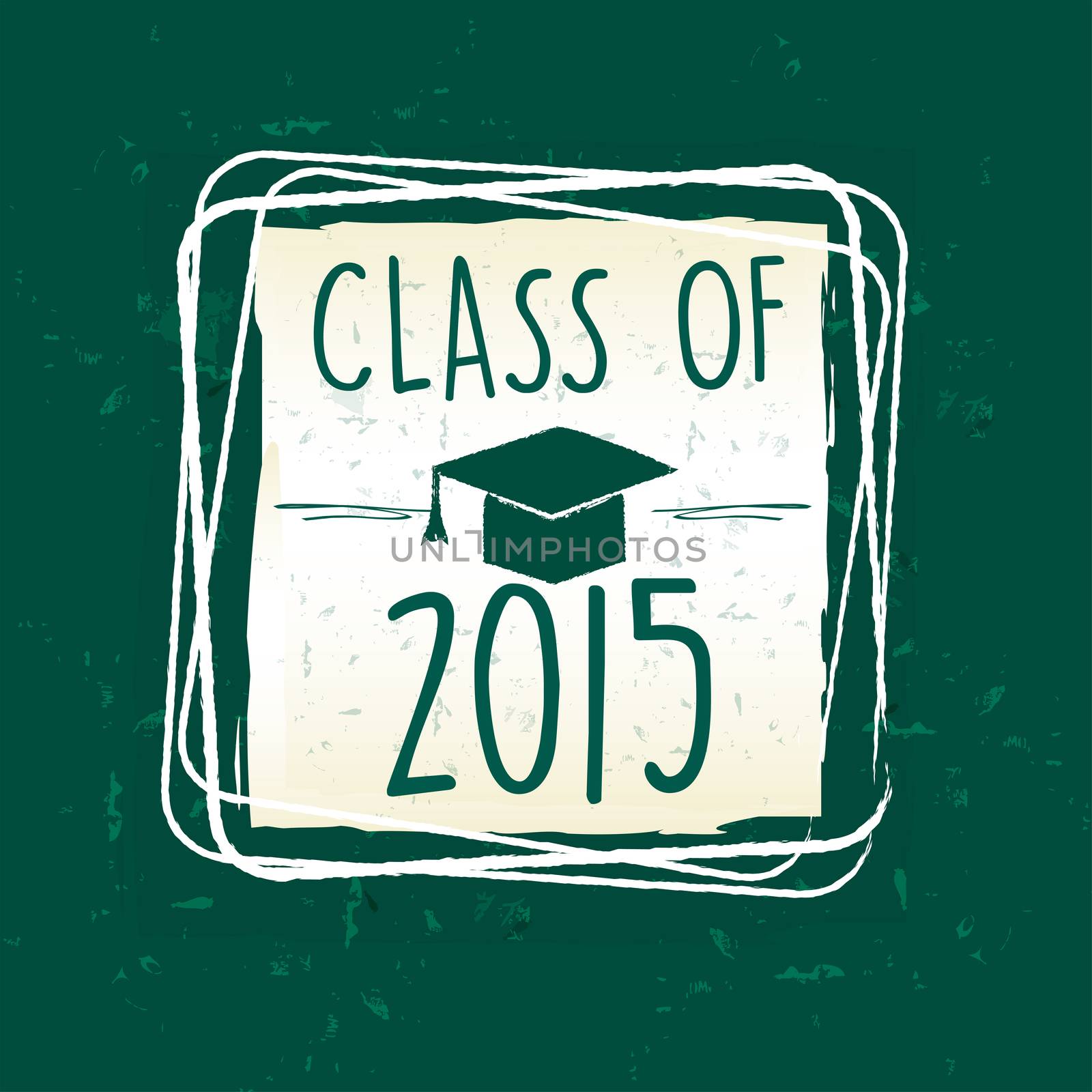 class of 2015 with graduate cap with tassel in frame over green  by marinini