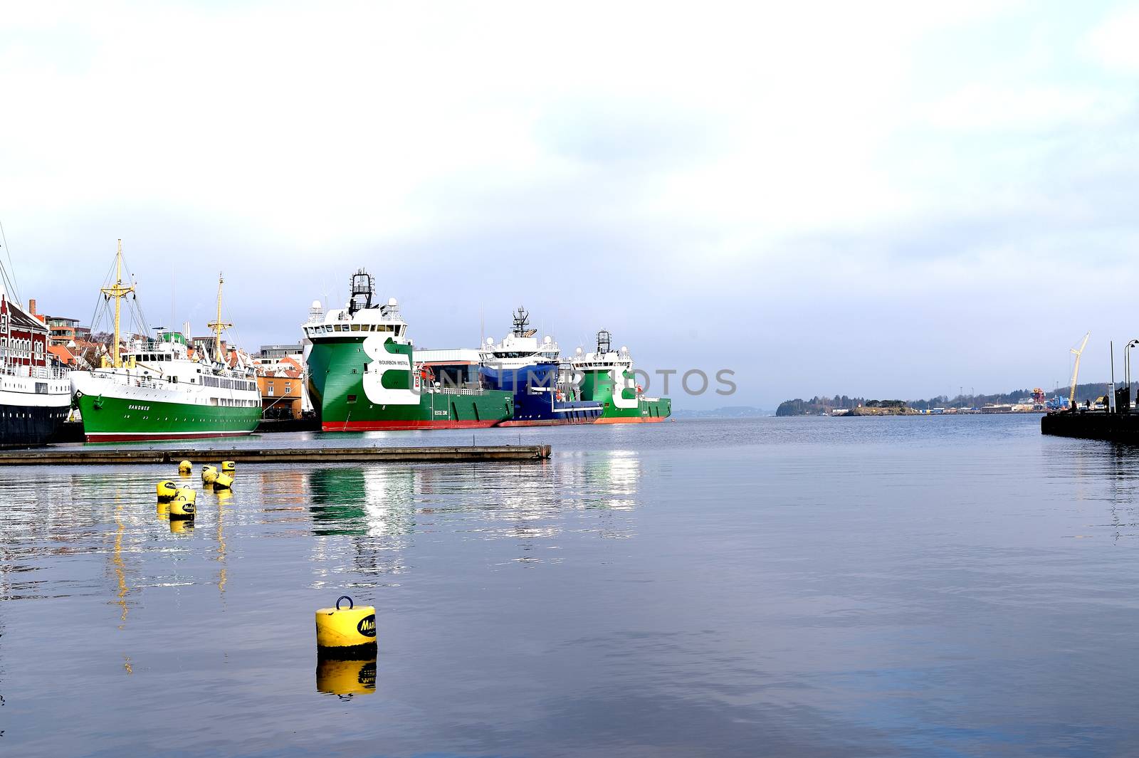 Oil Supply Support Vessels Moored Alonside the Quay in Stavanger by Whiteboxmedia