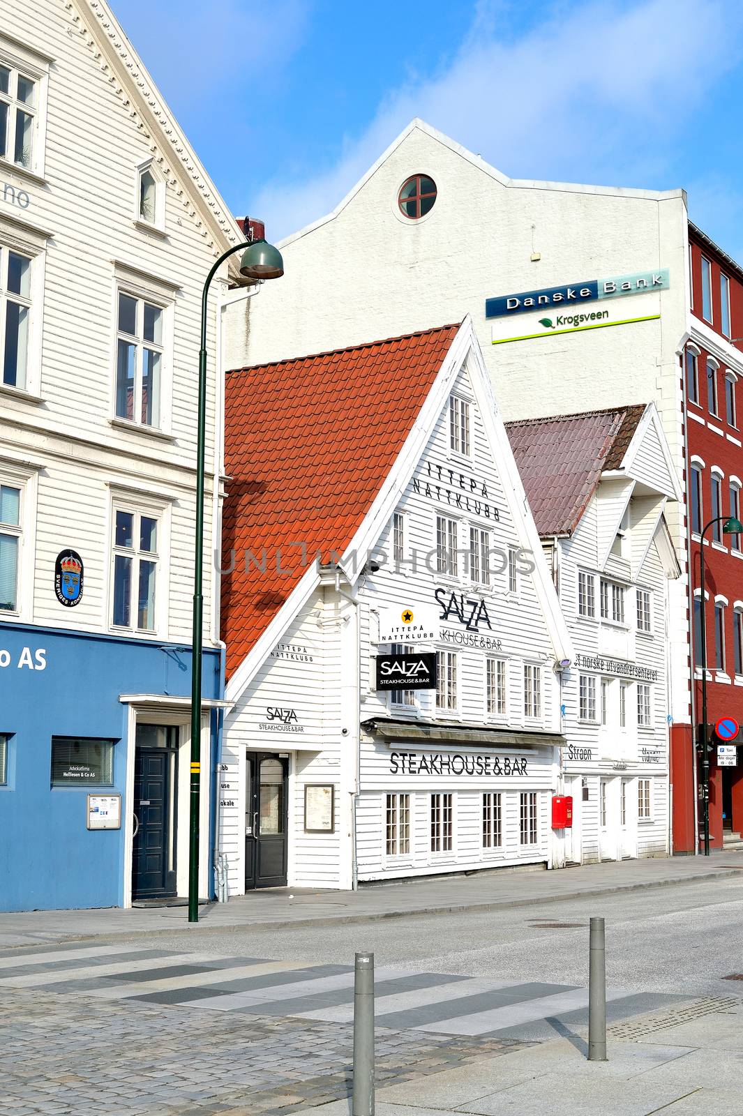 Street Scene of Buildings Strandkaien Waterfront Stavanger Harbour Norway