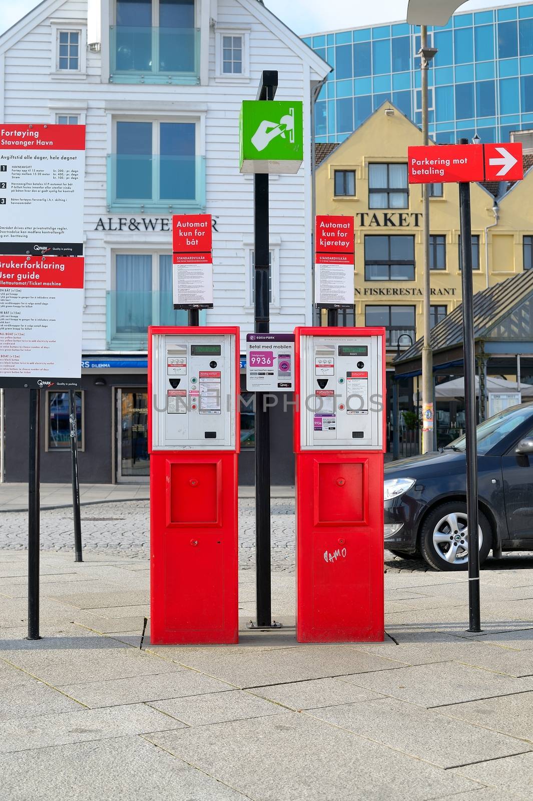 Car Parking Pay Machines Strandkaien Stavanger City Centre Quayside Norway