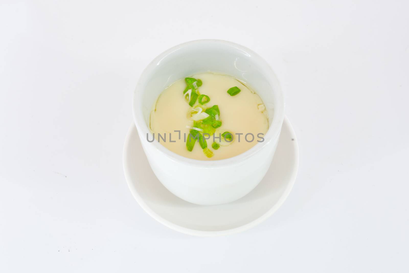 Steam egg in white bowl isolate on white background