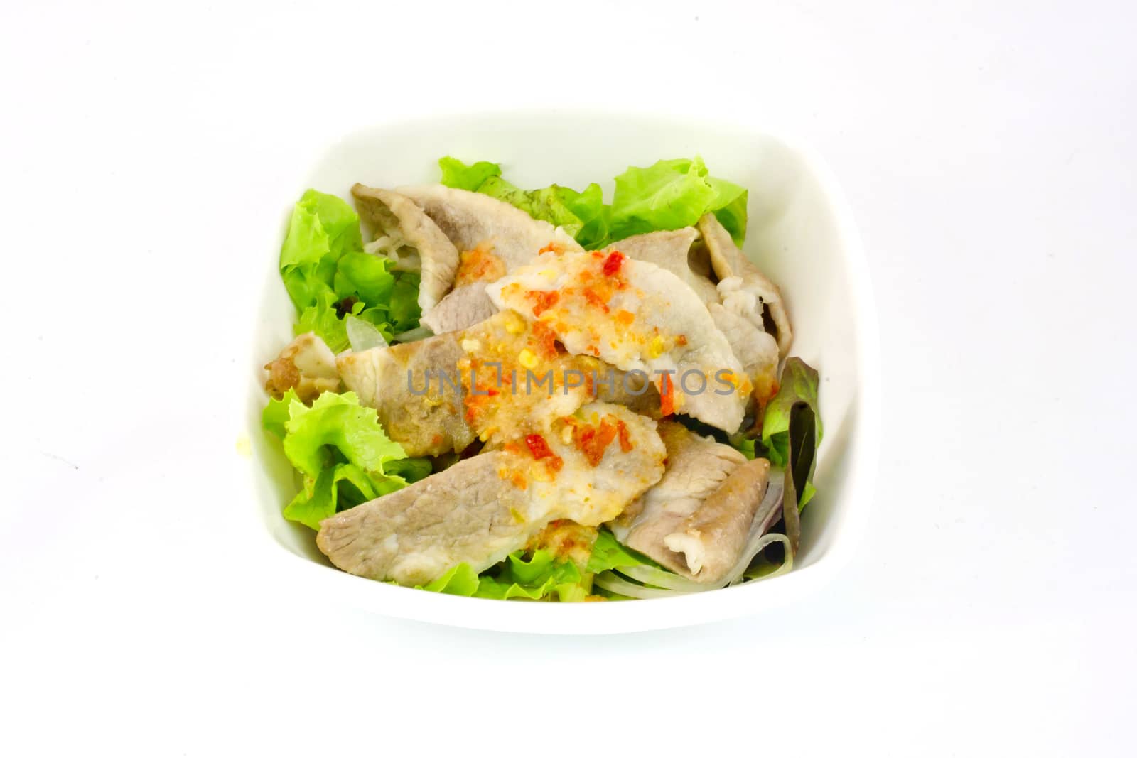 Japanese Salad -  lettuce and meat with Japanese salad sauce