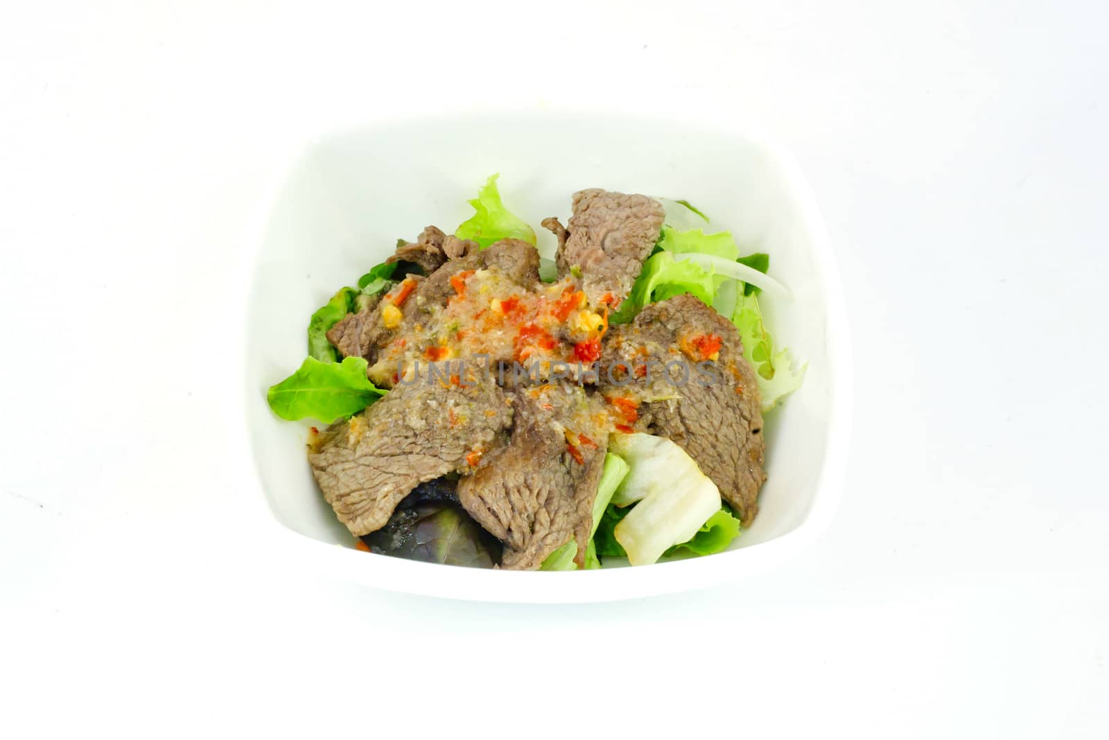 Japanese Salad -  lettuce and meat with Japanese salad sauce