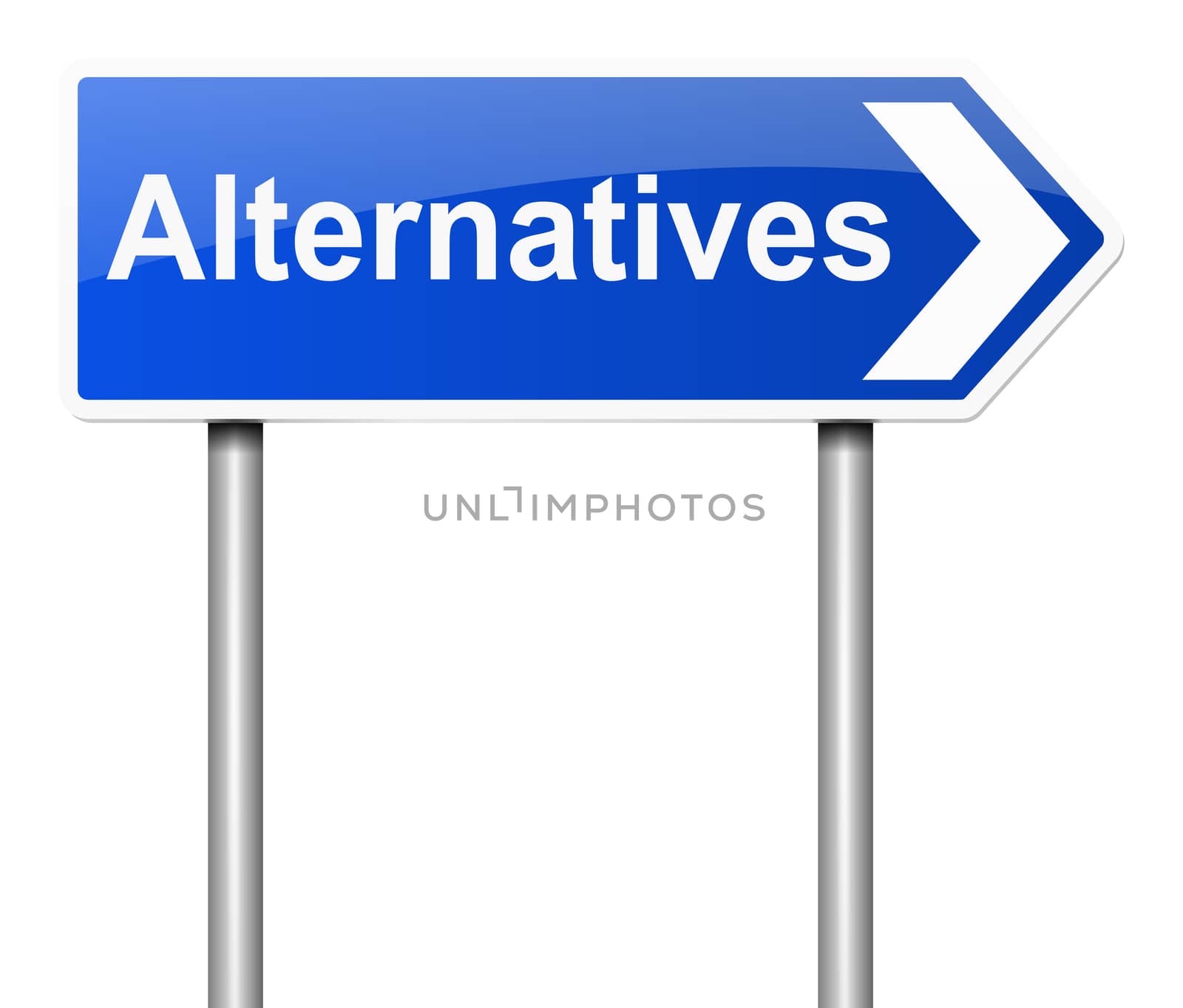 Illustration depicting a sign with an alternatives concept.