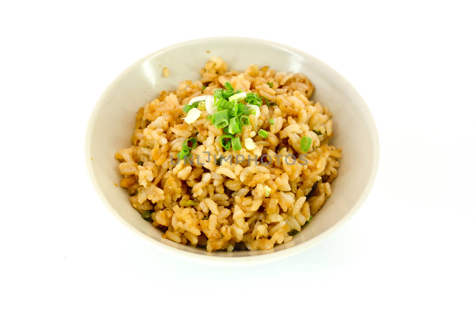 garlic fried rice with vegetable on top
