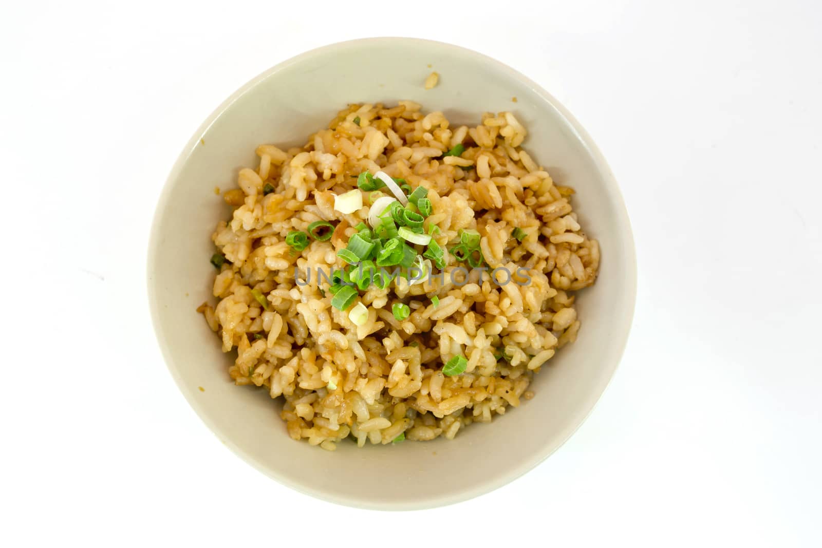 garlic fried rice with vegetable on top