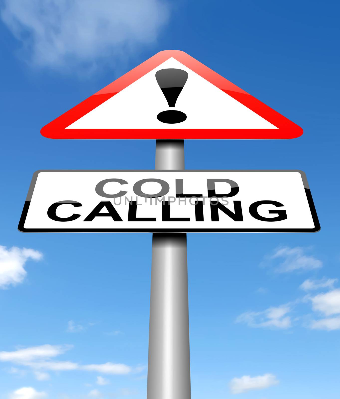 Illustration depicting a warning sign with a cold calling concept.