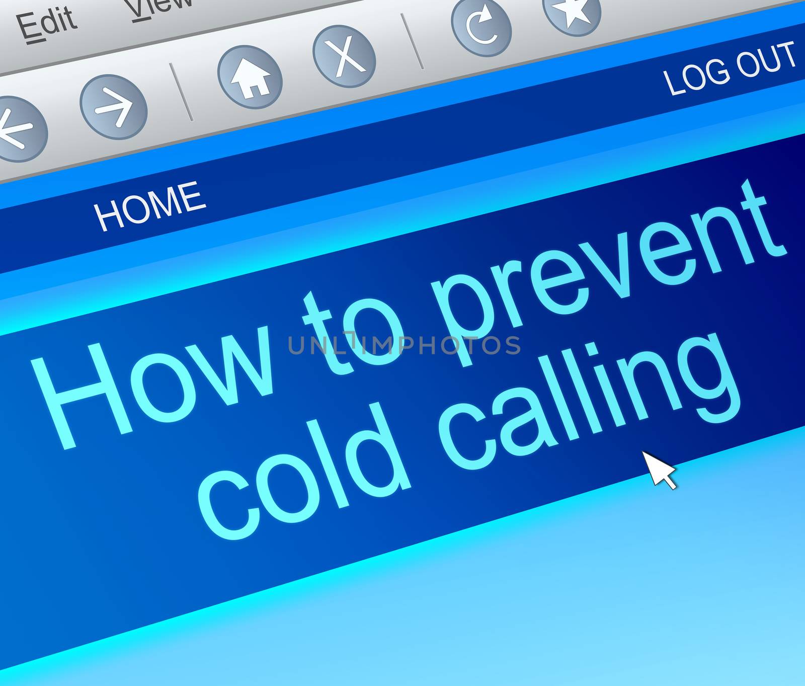 Illustration depicting a computer screen capture with a cold calling concept.