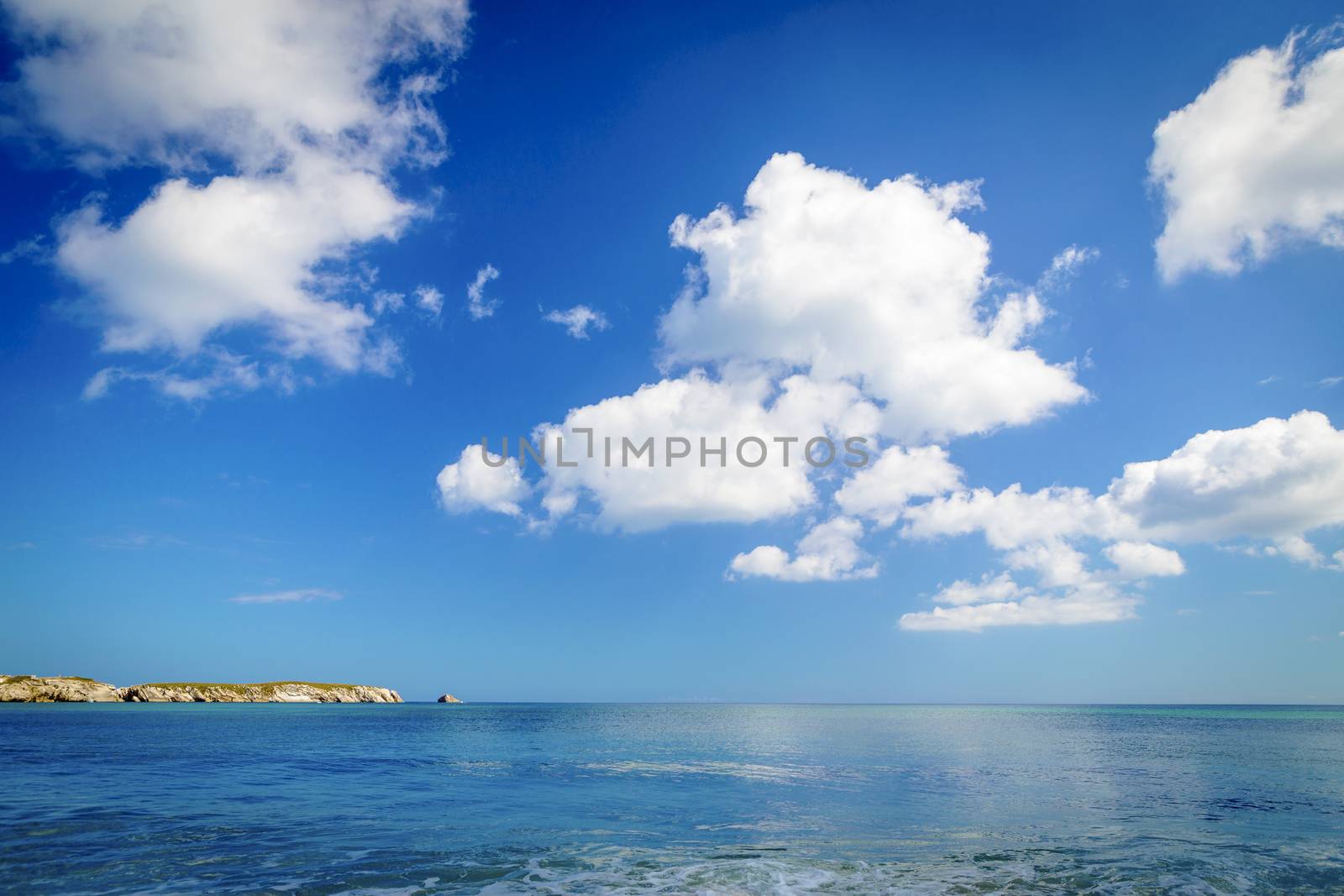 Blue sky and ocean beach in Portugal 