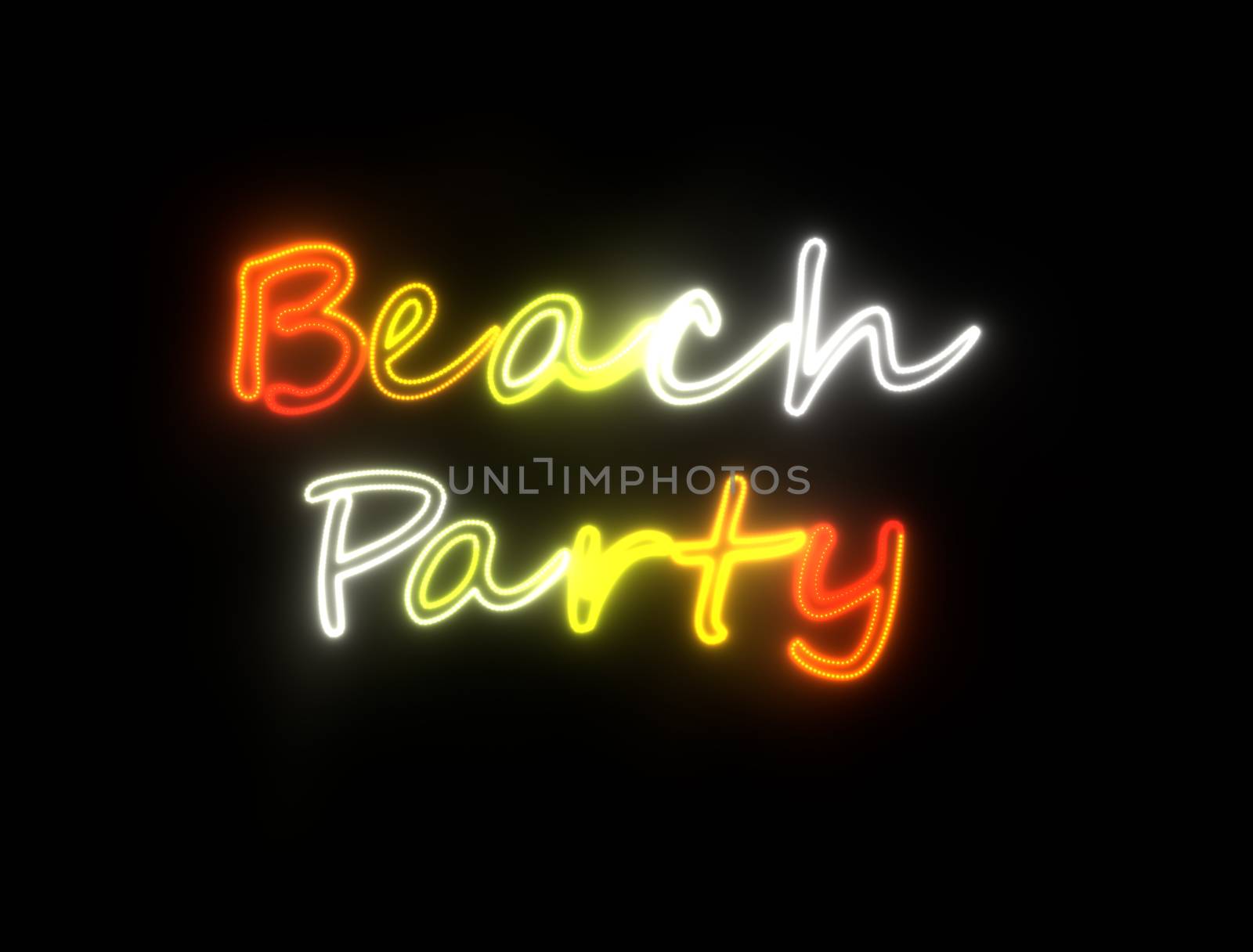 neon shining signboard with words beach party