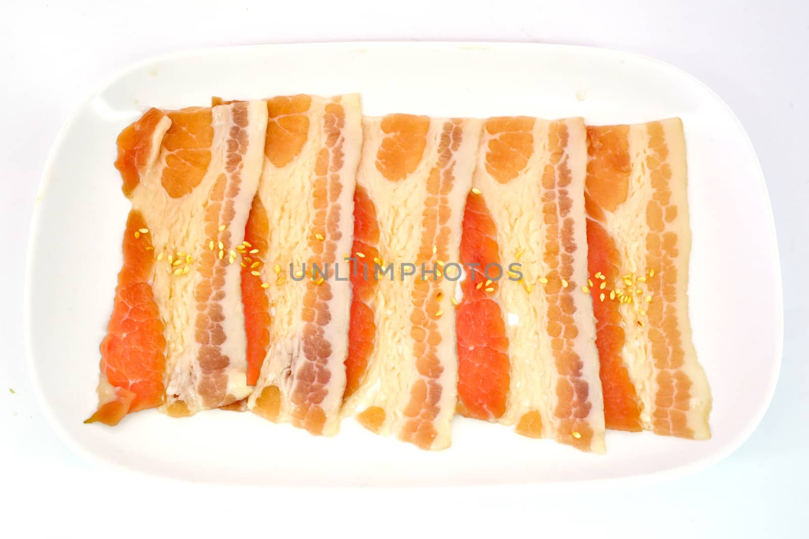 pork belly slice isolate on white background