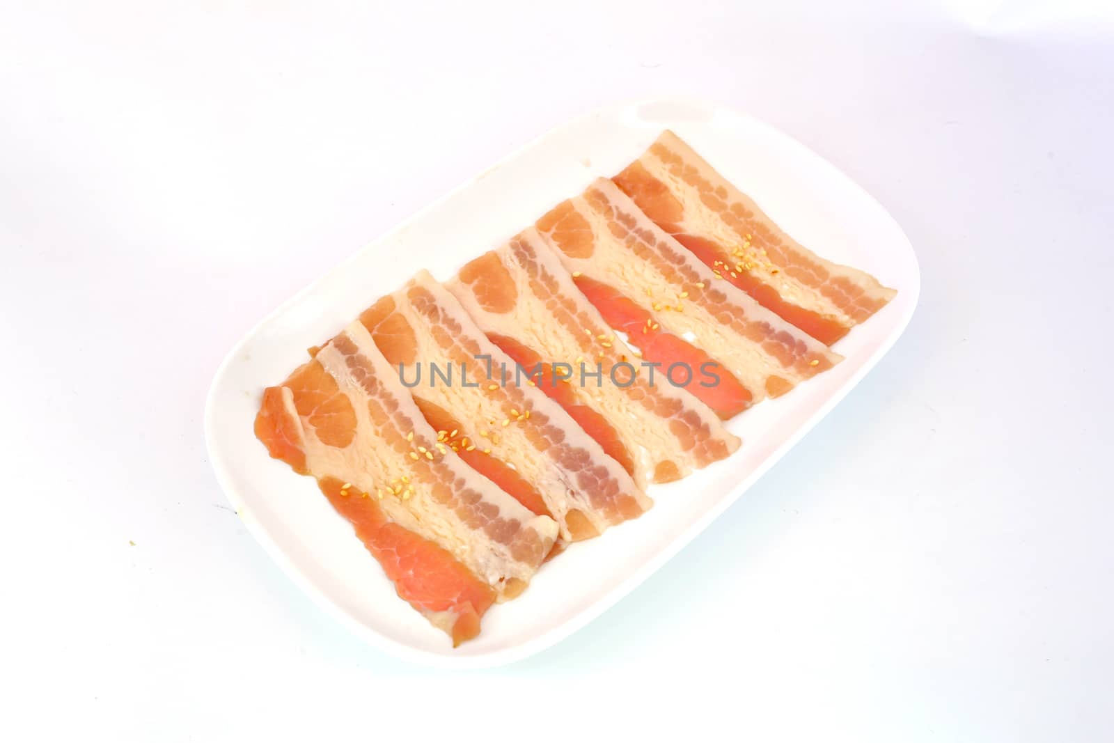 pork belly slice isolate on white background
