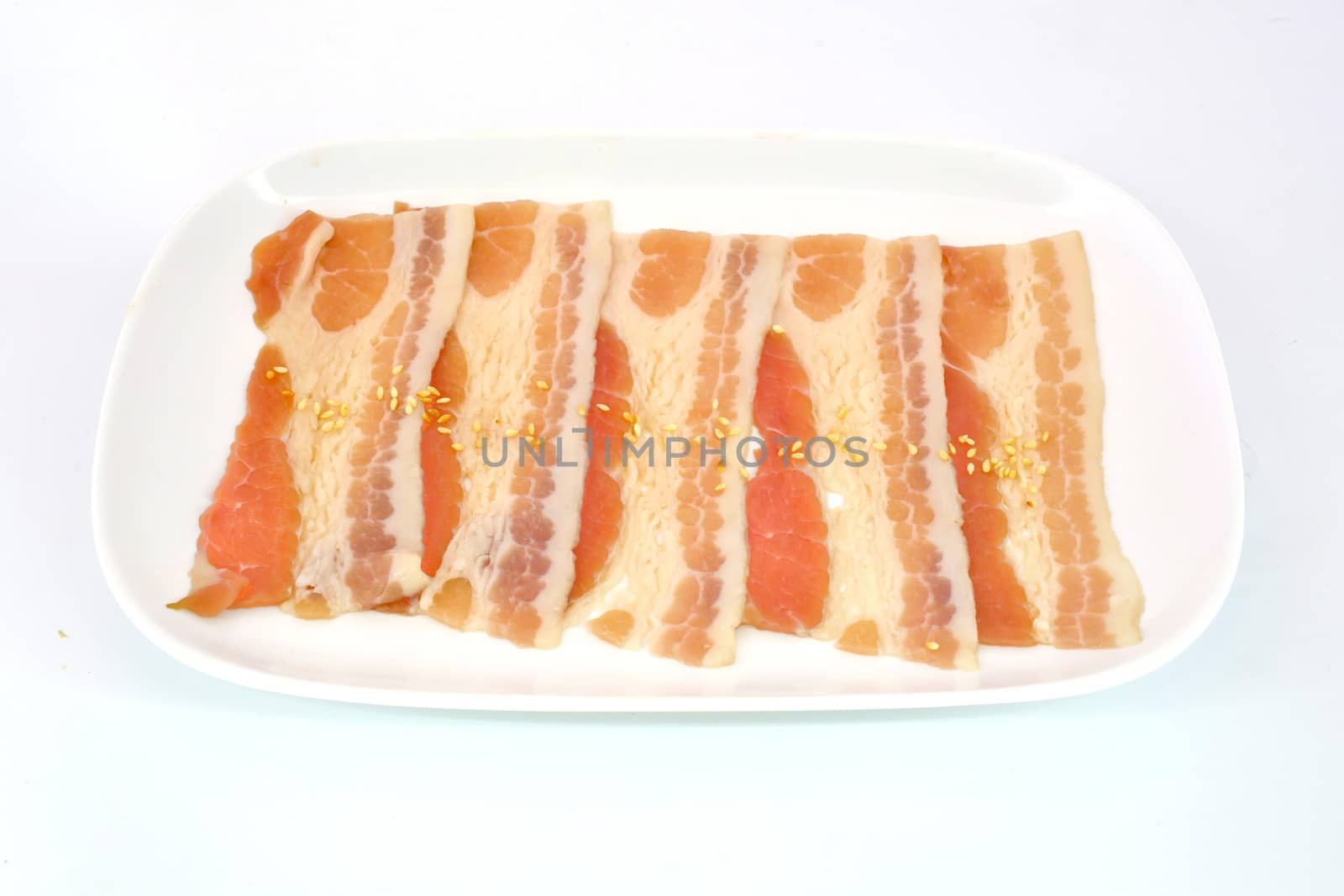 pork belly slice isolate on white background