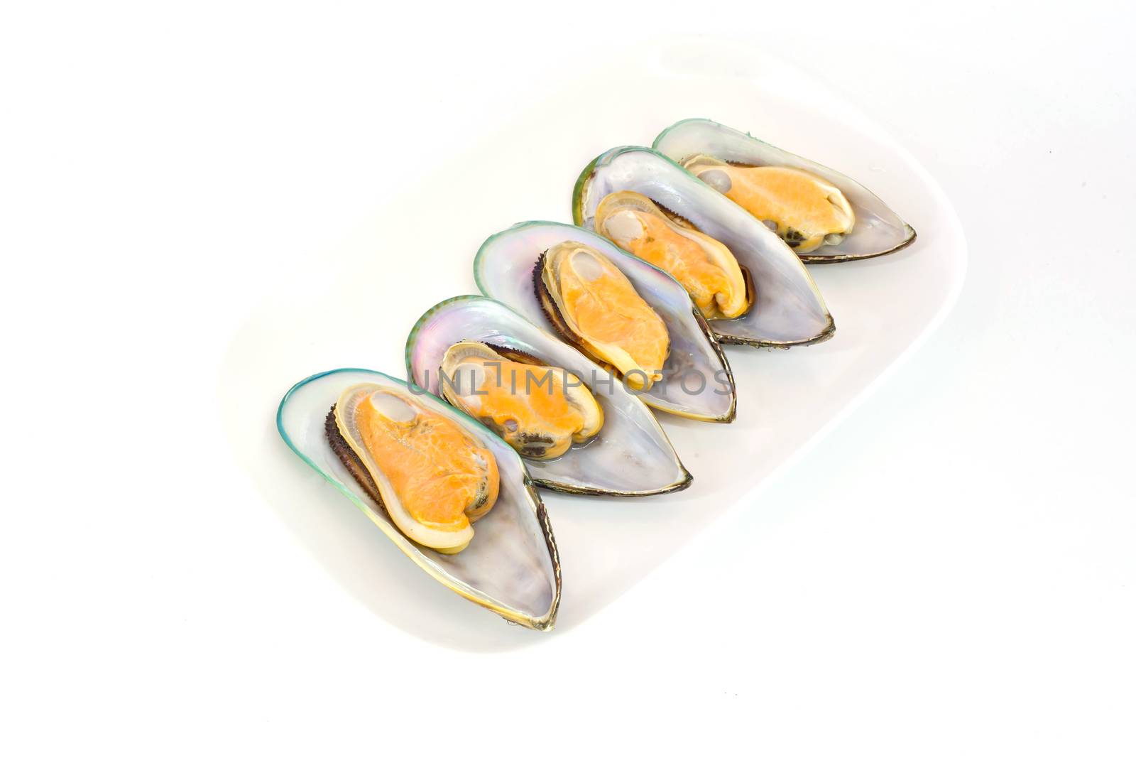 Fresh Mussels for grill isolate on white background