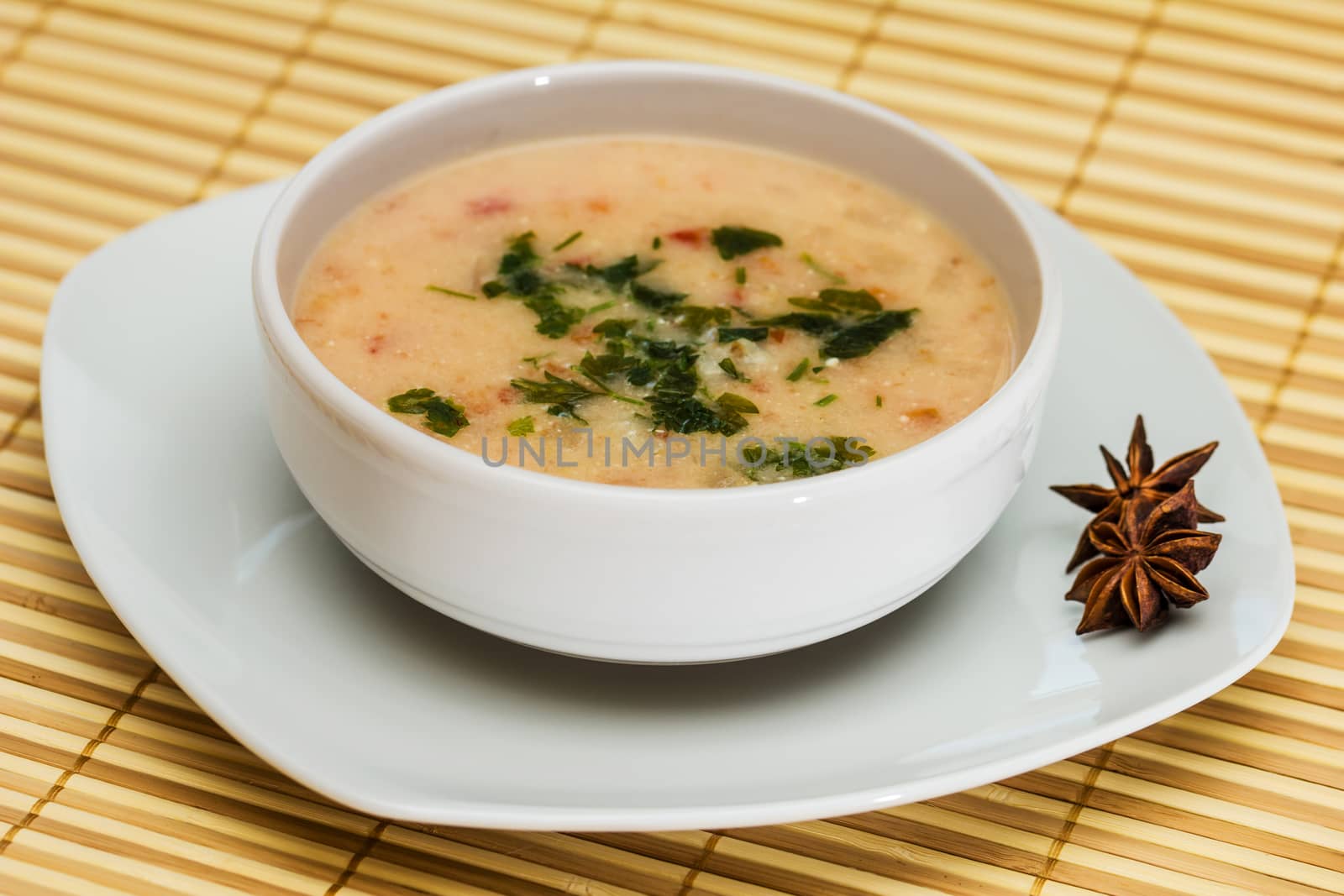 Vegetable soup with meatballs and potato